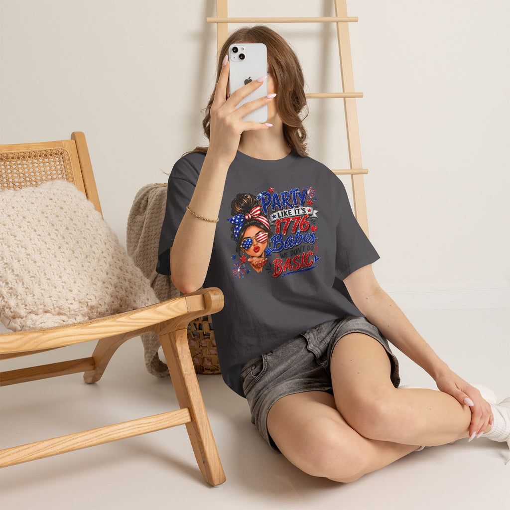 1776 Party Vibes Tee — "Party Like It's 1776 Because We Don't Do Basic" Patriotic T-Shirt