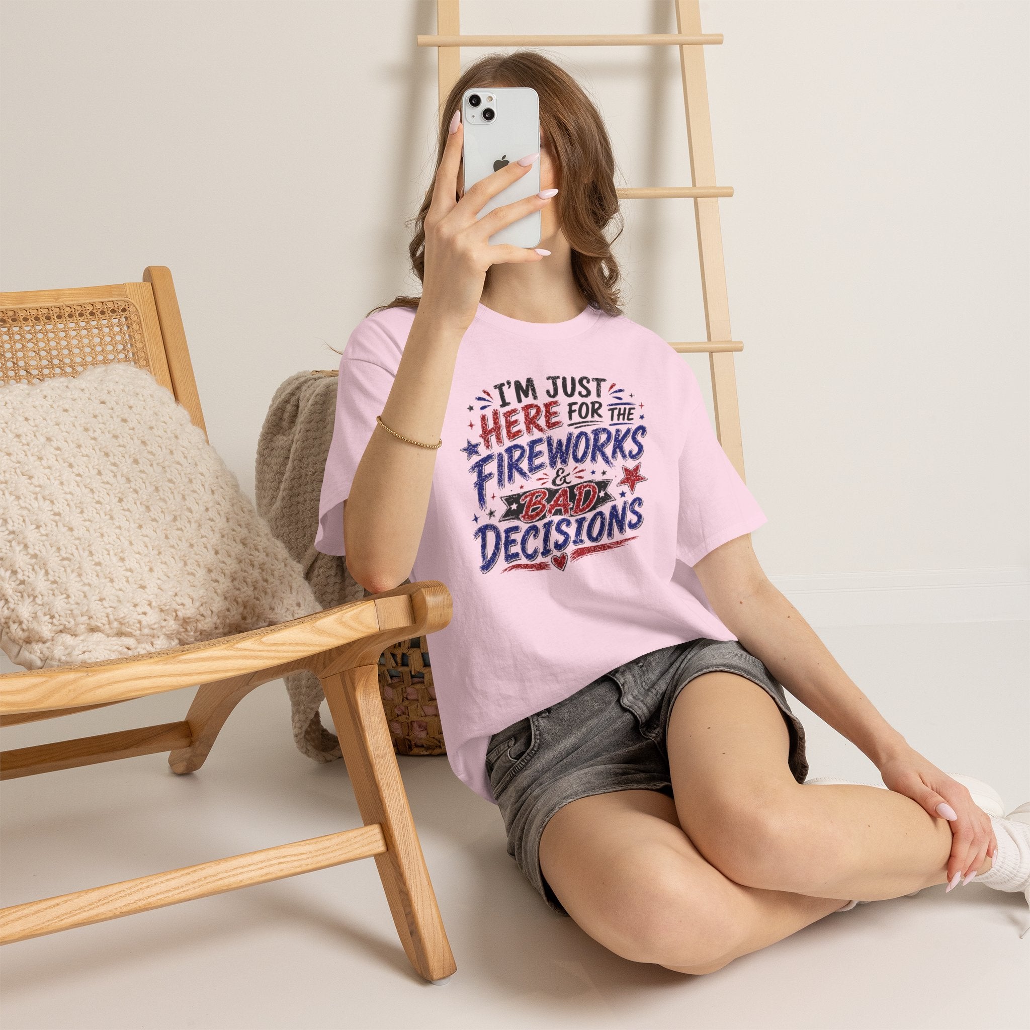 Patriotic 'I'm Just Here for the Fireworks & Bad Decisions' Tee