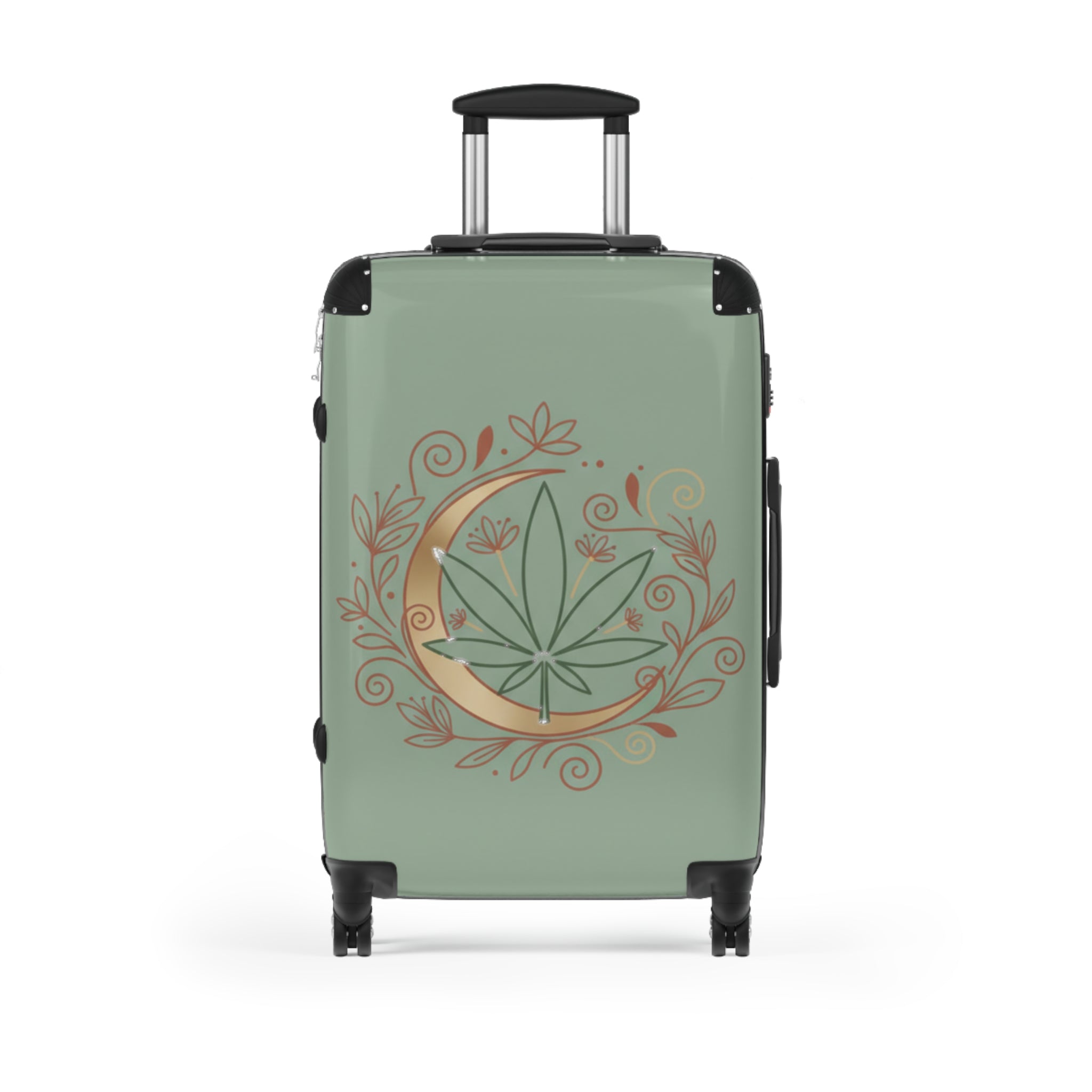 Moon & Leaf Carry-On Suitcase — Botanical Crescent Travel Luggage