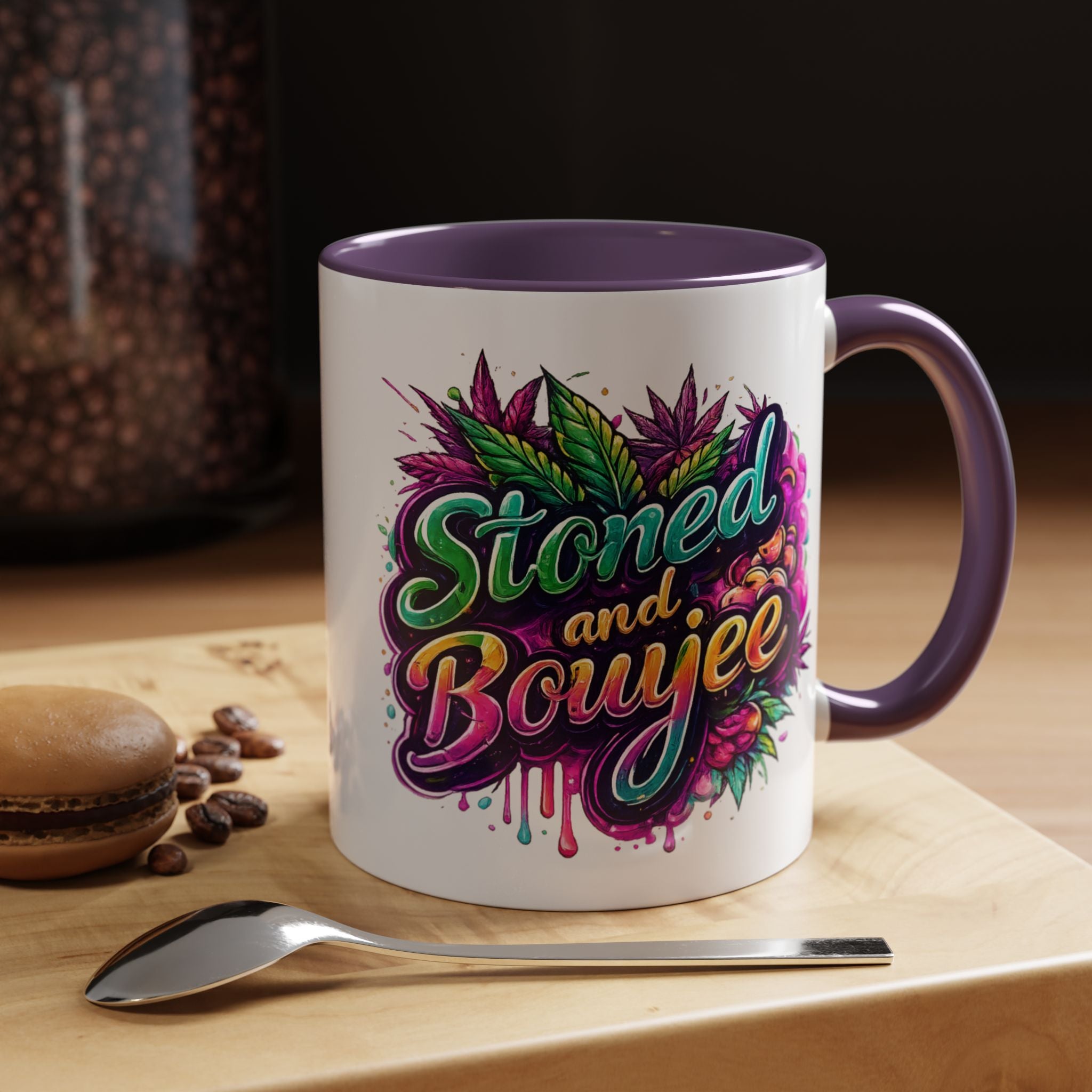 Accent Coffee Mug — "Stoned and Boujee" Colorful Cannabis Art