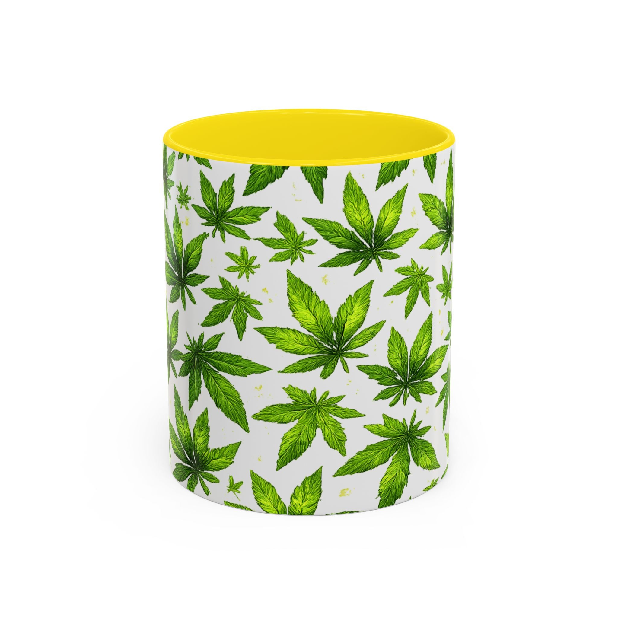 Cannabis Leaf Pattern Accent Coffee Mug – 11/15oz Ceramic