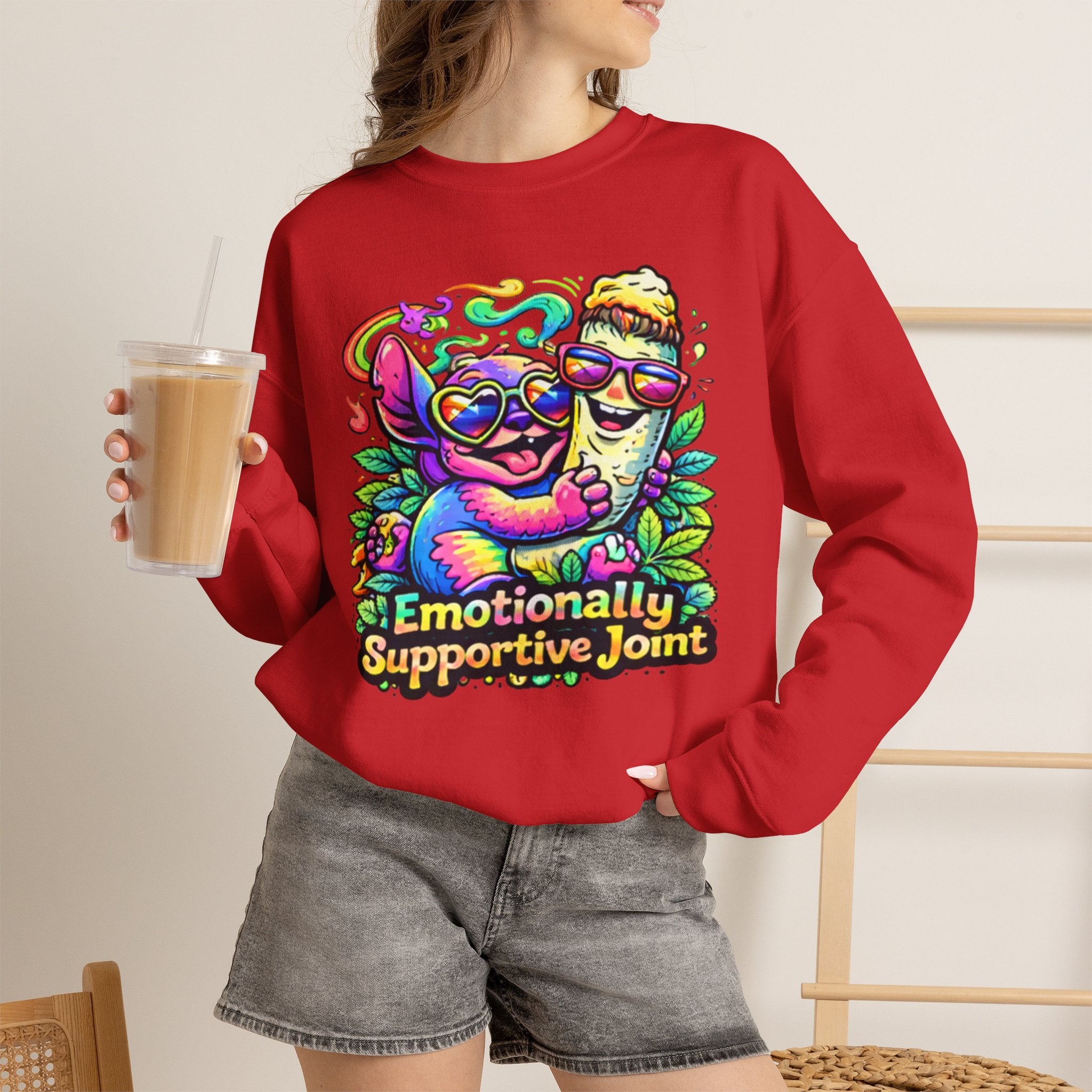 Emotionally Supportive Joint Sweatshirt — Cute Sloth & Joint Hug Graphic