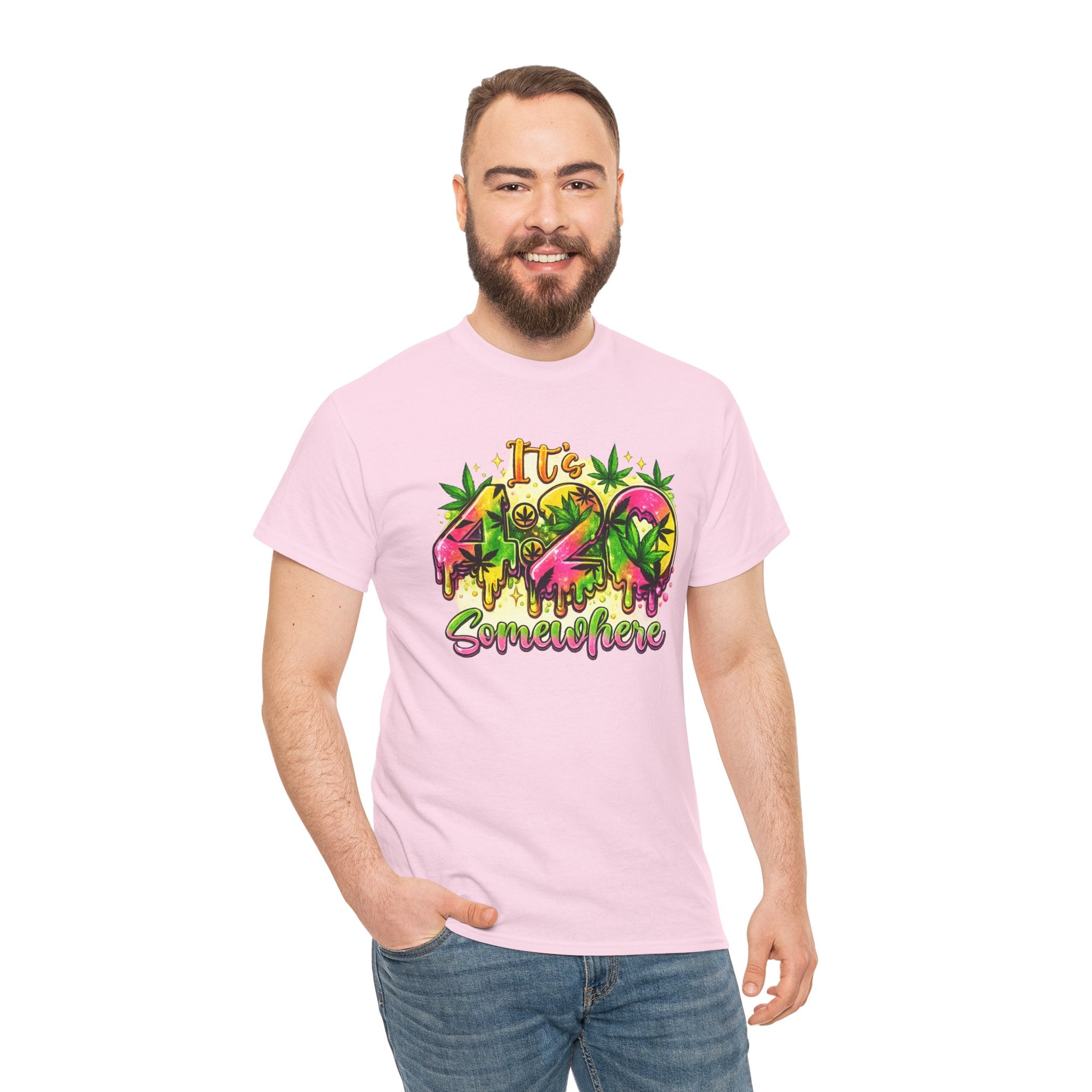 420 Somewhere T-Shirt — Retro Neon Cannabis Graphic Tee