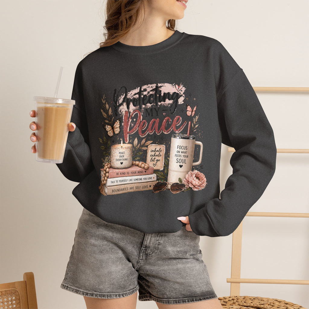 Crewneck Sweatshirt – "Protecting My Peace" Cozy Floral Graphic