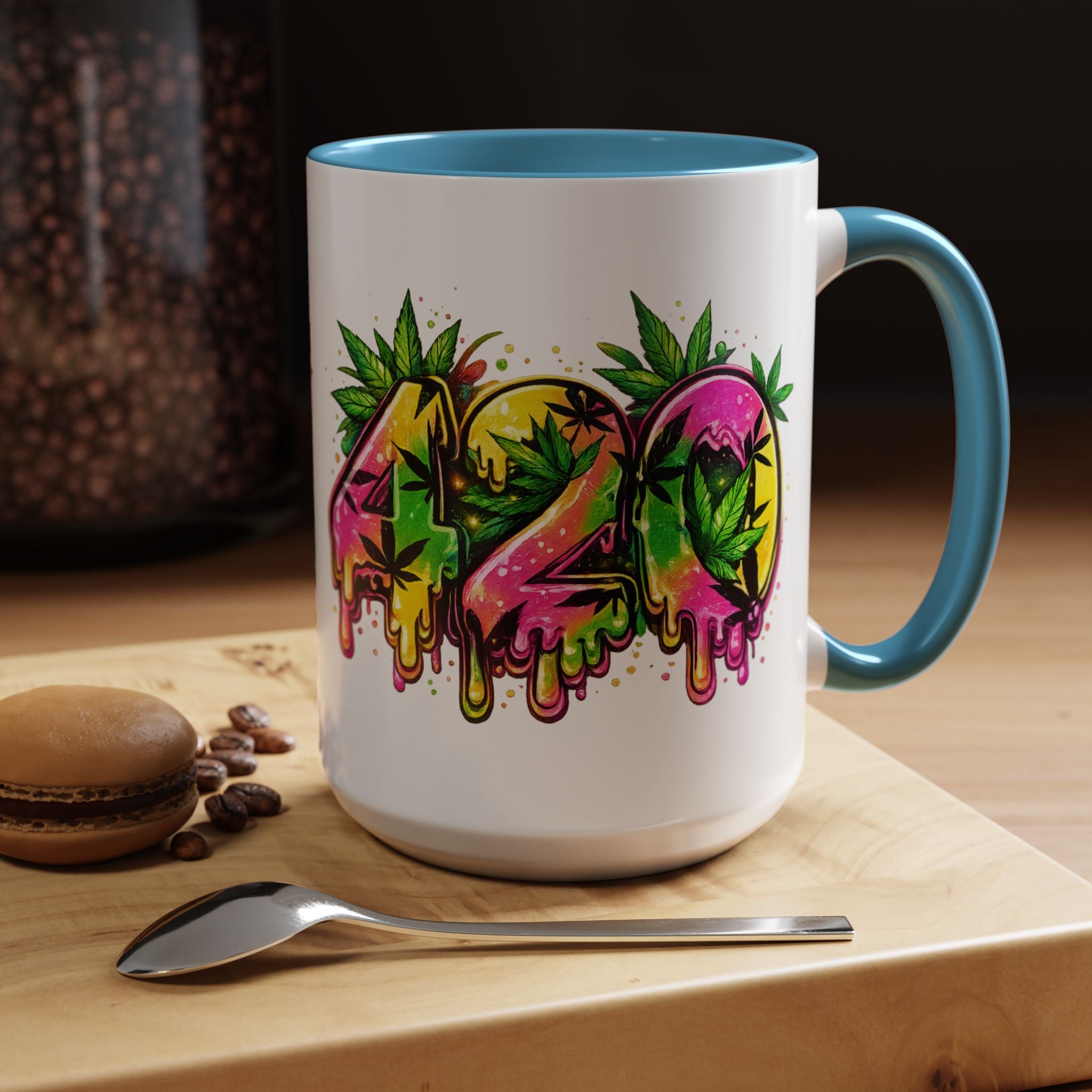 420 Drip Coffee Mug — Colorful Cannabis Stoner Art Accent Mug (11/15oz)