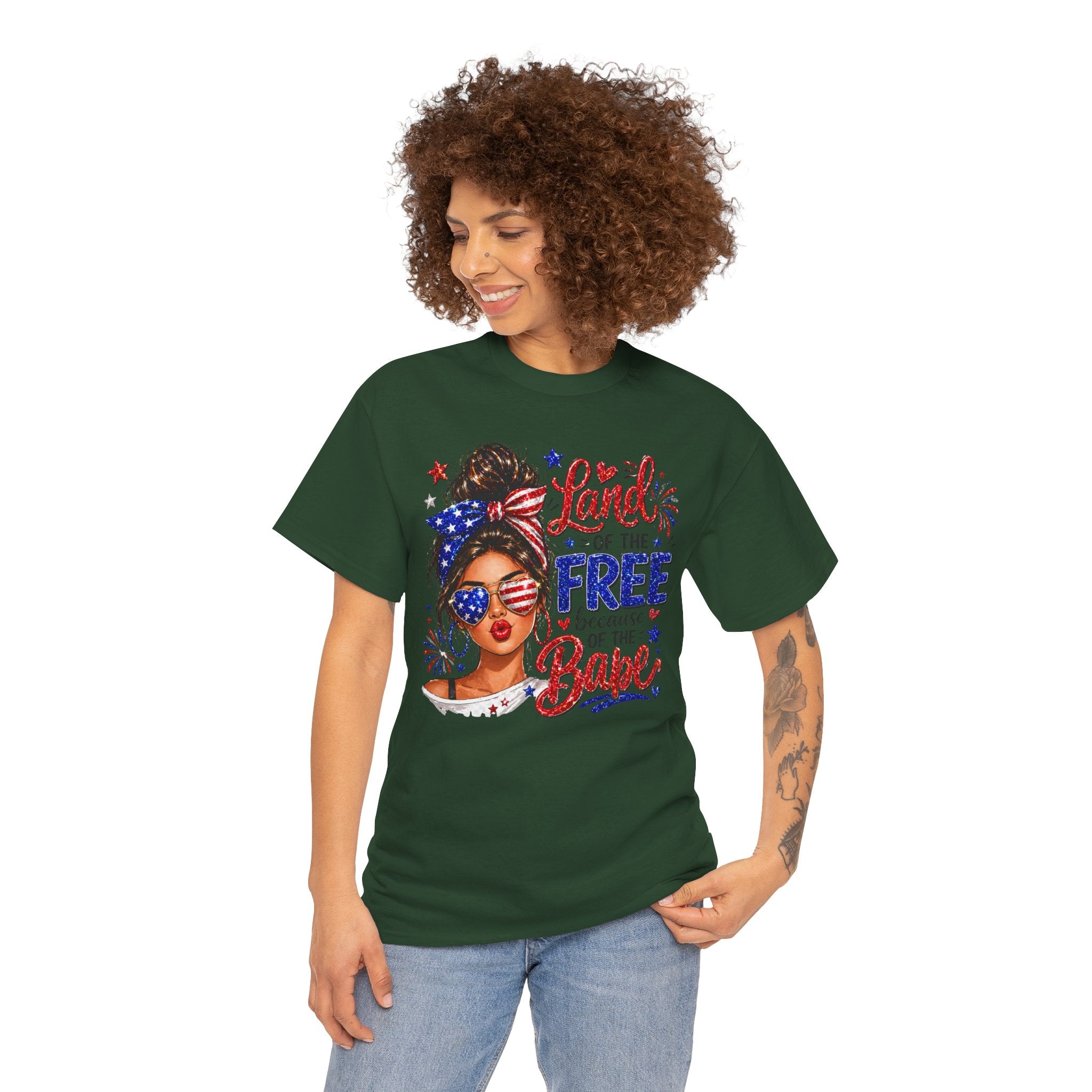 Patriotic Babe T-Shirt — “Land of the Free Because of the Babe” 4th of July Tee