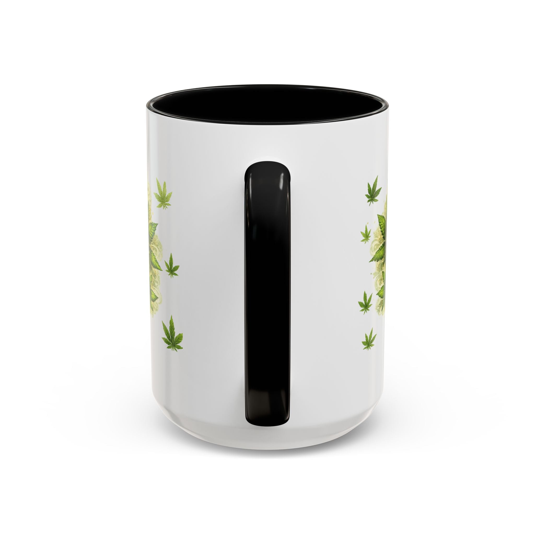 Cannabis 420 Accent Coffee Mug — Indica & Sativa Leaf Pattern (11/15oz)