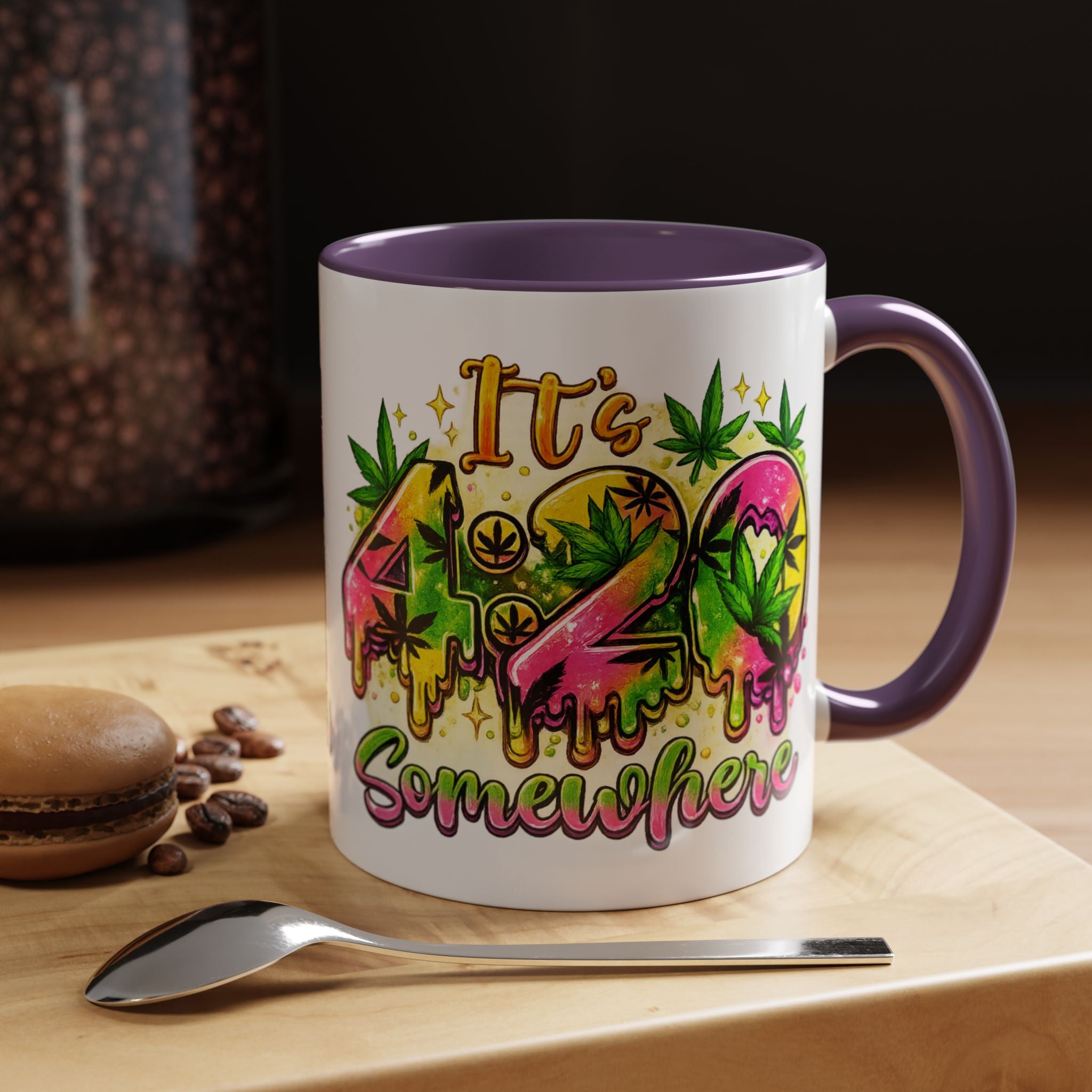 420 Coffee Mug — "It's 420 Somewhere" Accent Tea Cup, Weed-Themed Stoner Gift