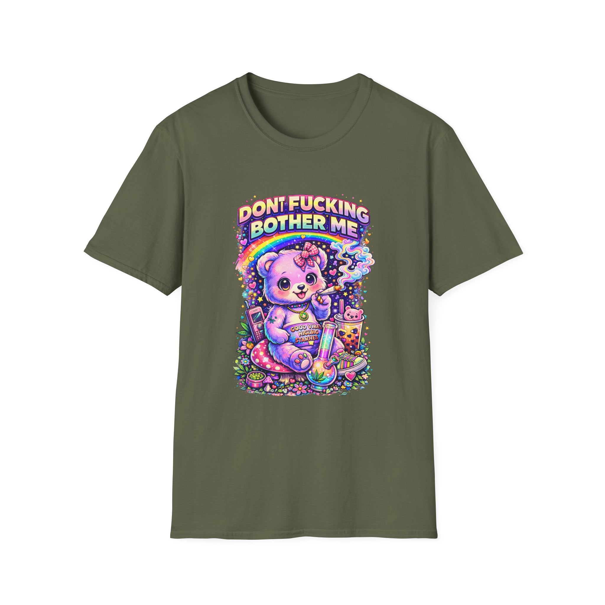 Don't Fucking Bother Me T-Shirt — Cute Retro Rainbow Bear Graphic Tee