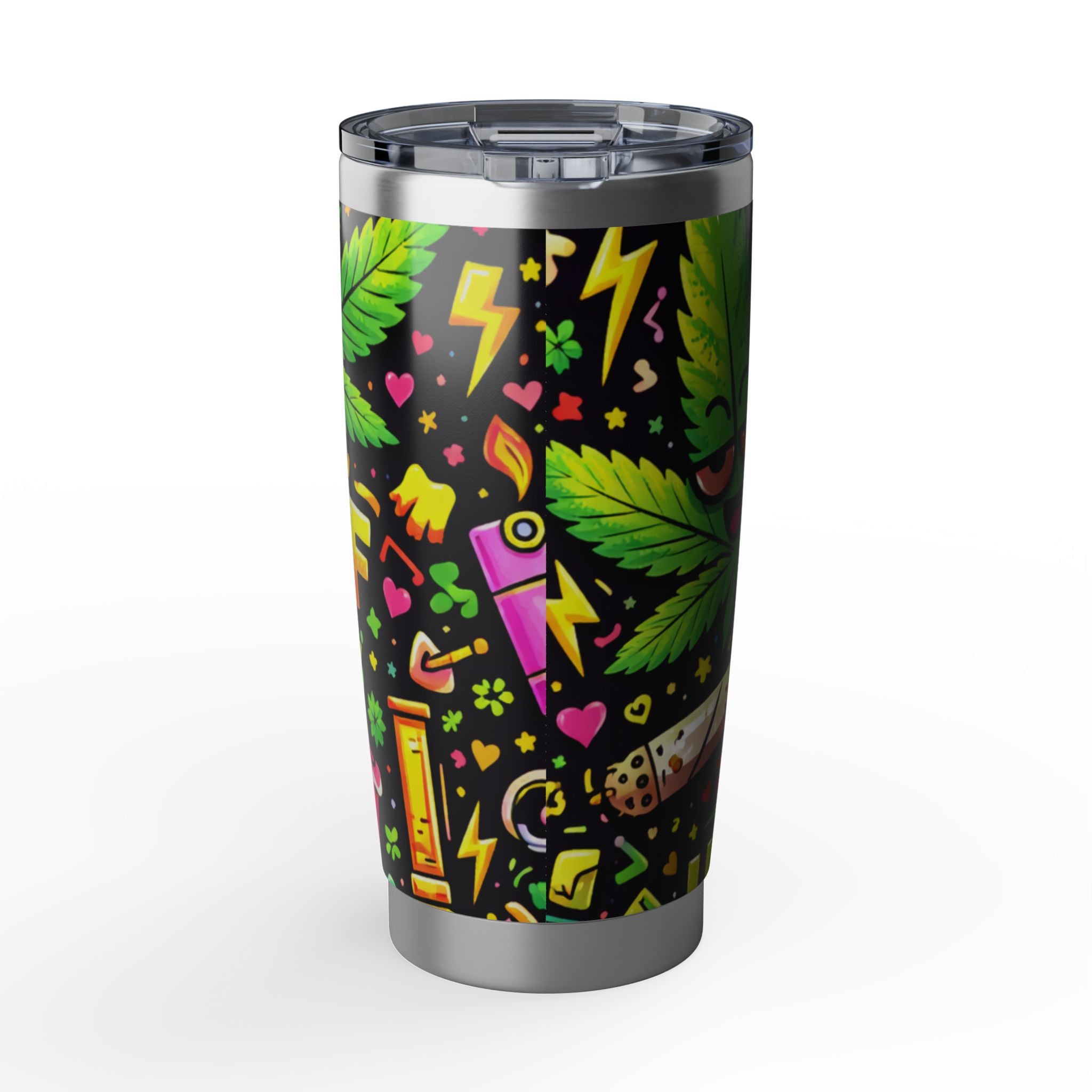 High Vibes 20oz Tumbler — Colorful Cannabis Leaf & Stoner Art Travel Mug