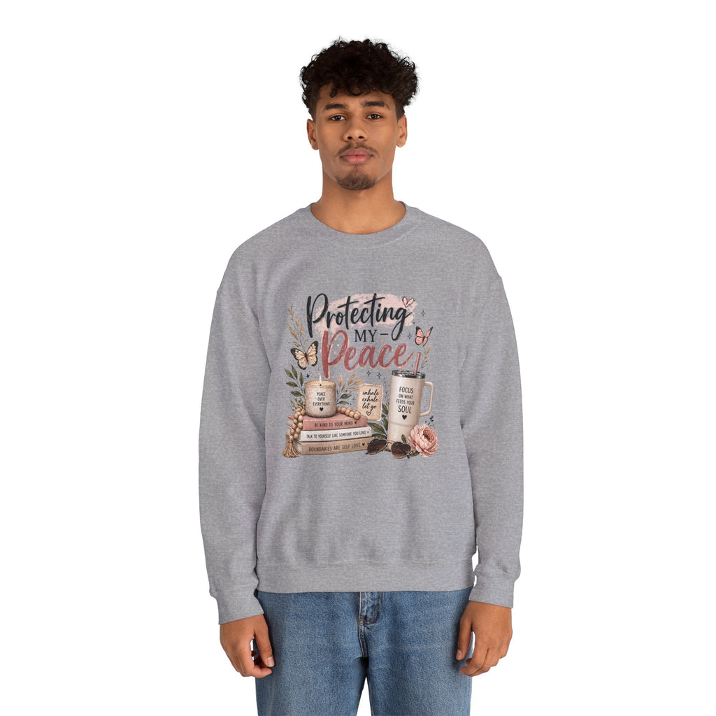 Crewneck Sweatshirt – "Protecting My Peace" Cozy Floral Graphic