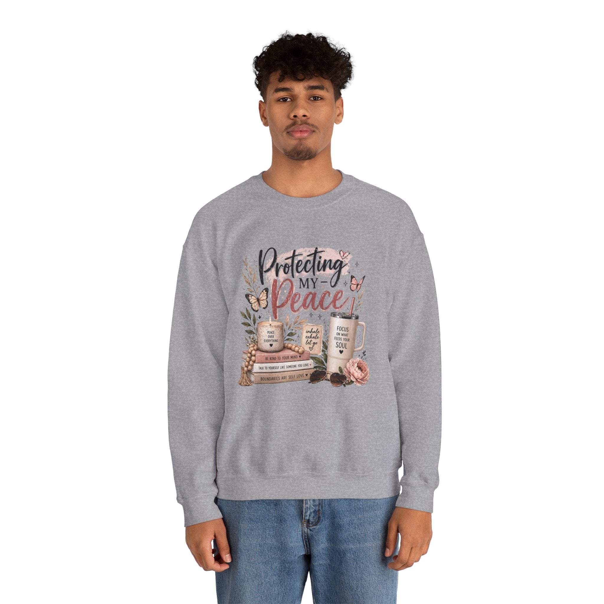 Crewneck Sweatshirt – "Protecting My Peace" Cozy Floral Graphic