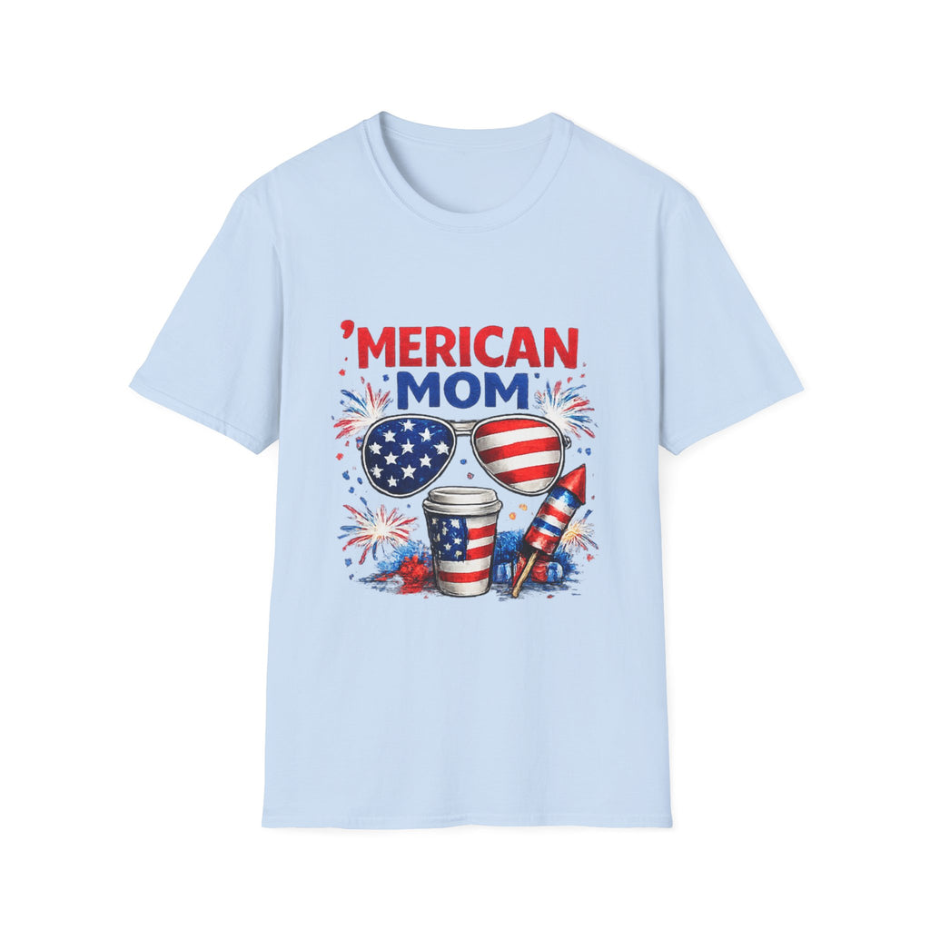 'Merican Mom T-Shirt — Patriotic 4th of July Graphic Tee for Moms