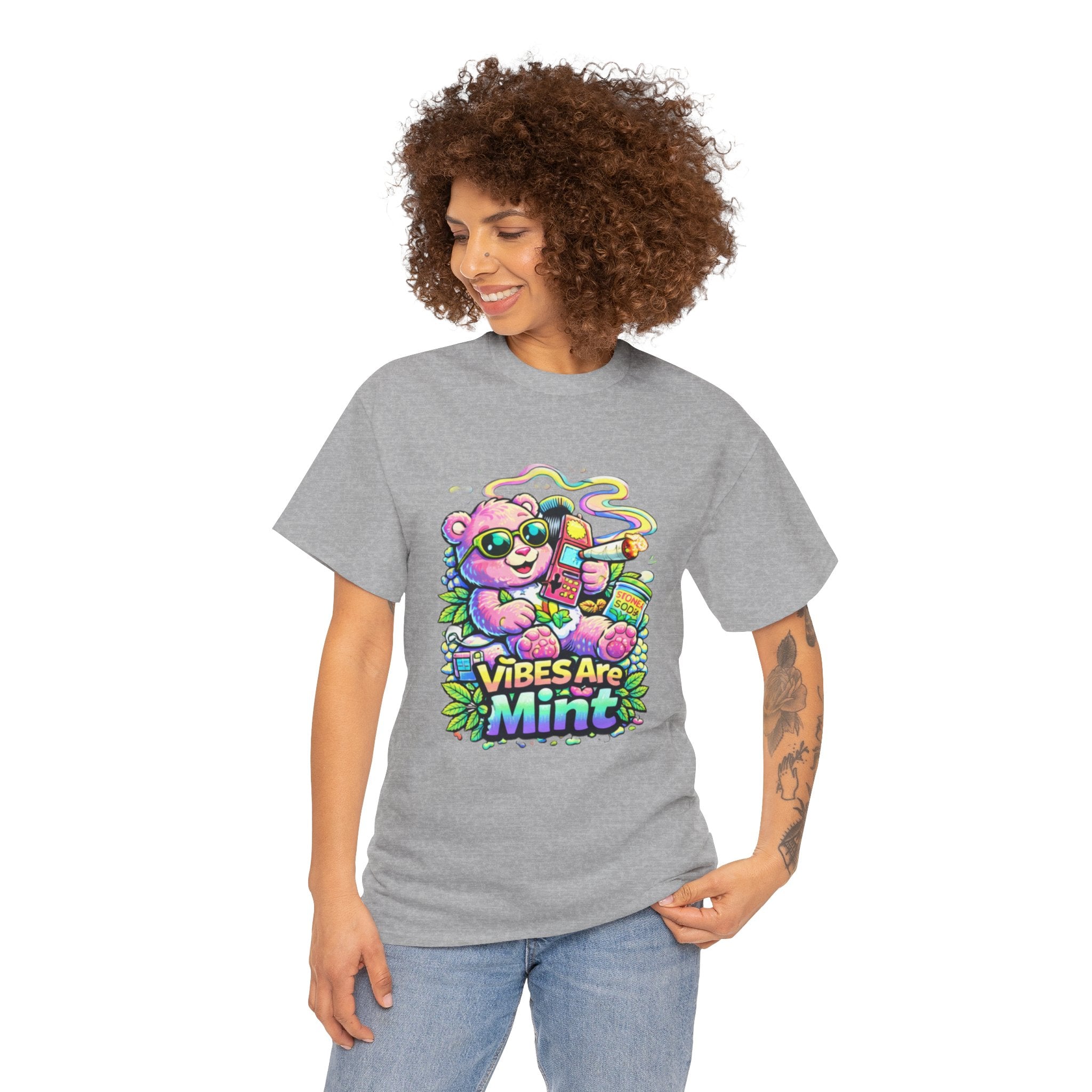 Mint Vibes Bear Tee — Cute Retro Cartoon Graphic T-Shirt