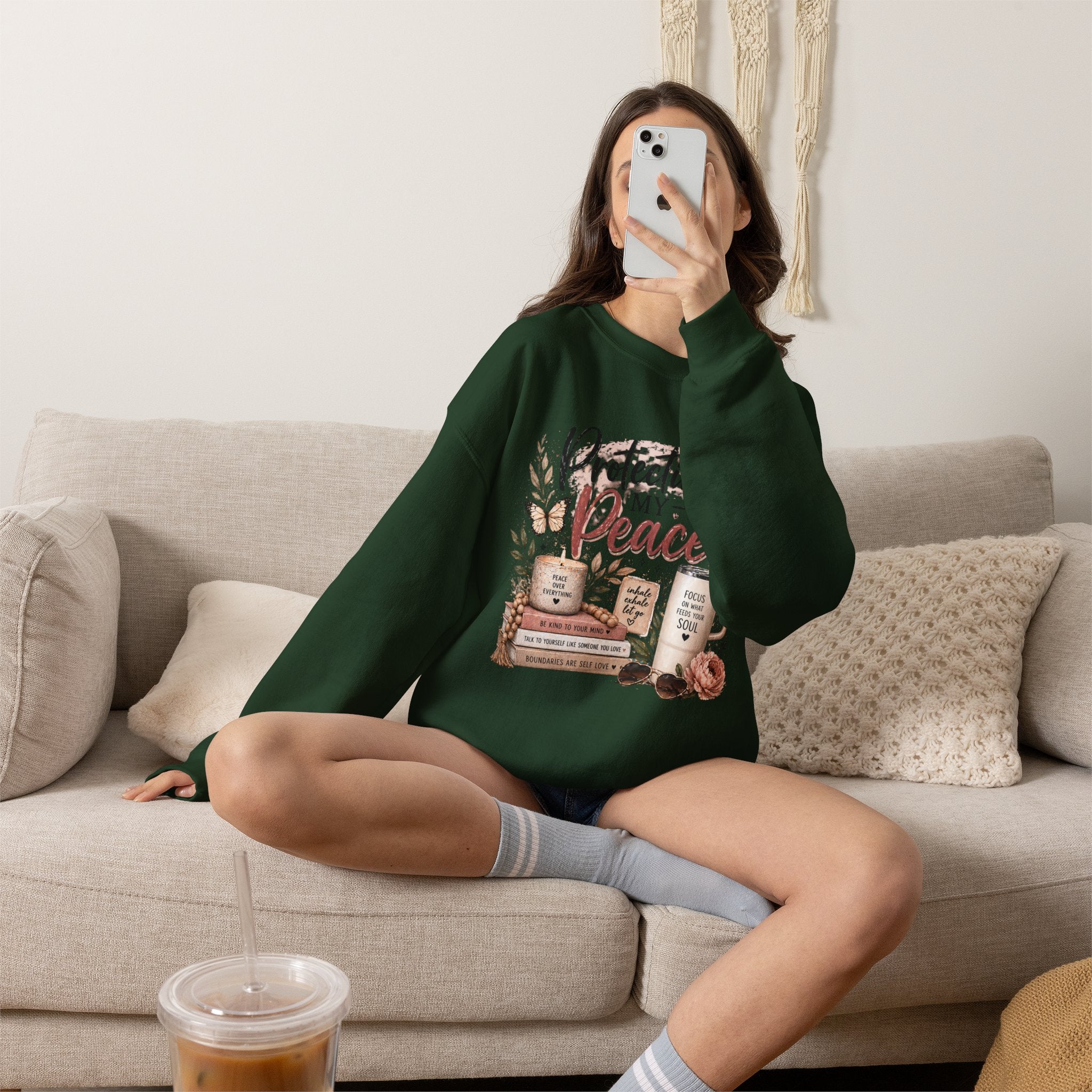 Crewneck Sweatshirt – "Protecting My Peace" Cozy Floral Graphic