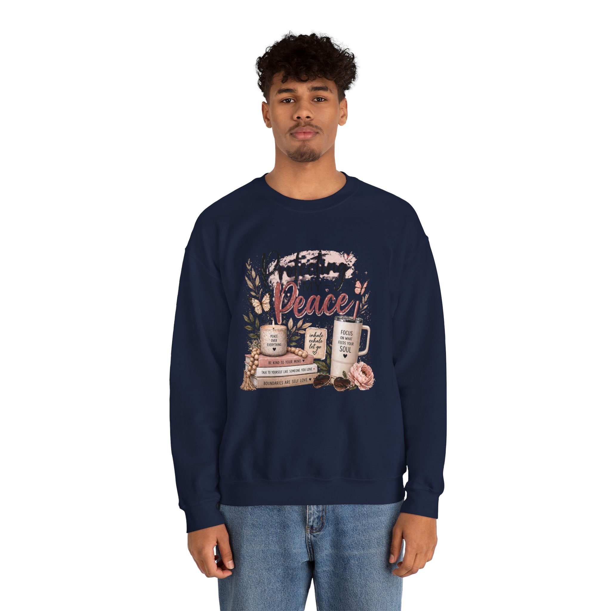 Crewneck Sweatshirt – "Protecting My Peace" Cozy Floral Graphic