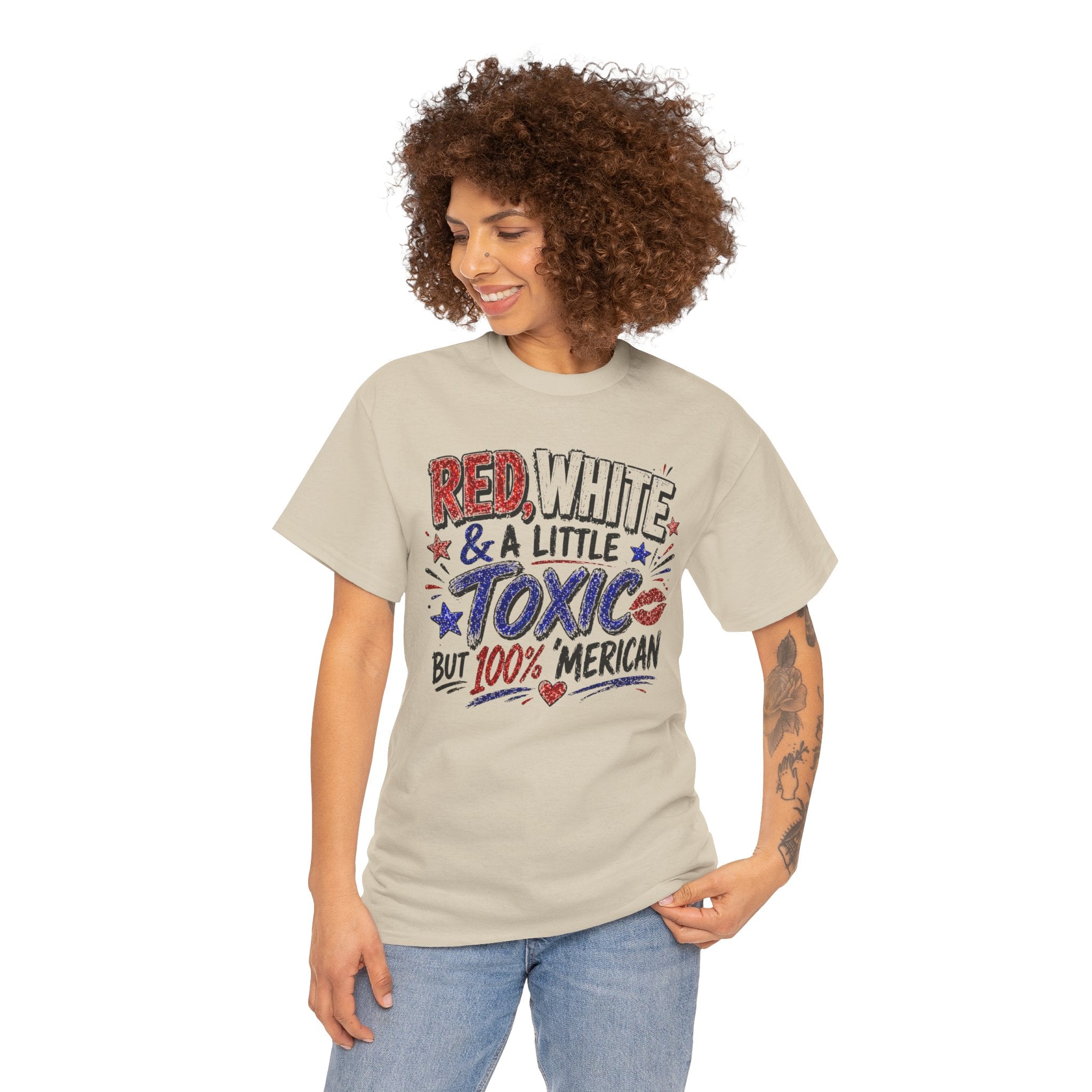 Patriotic 'Red, White & a Little Toxic but 100% Merican' Graphic Tee