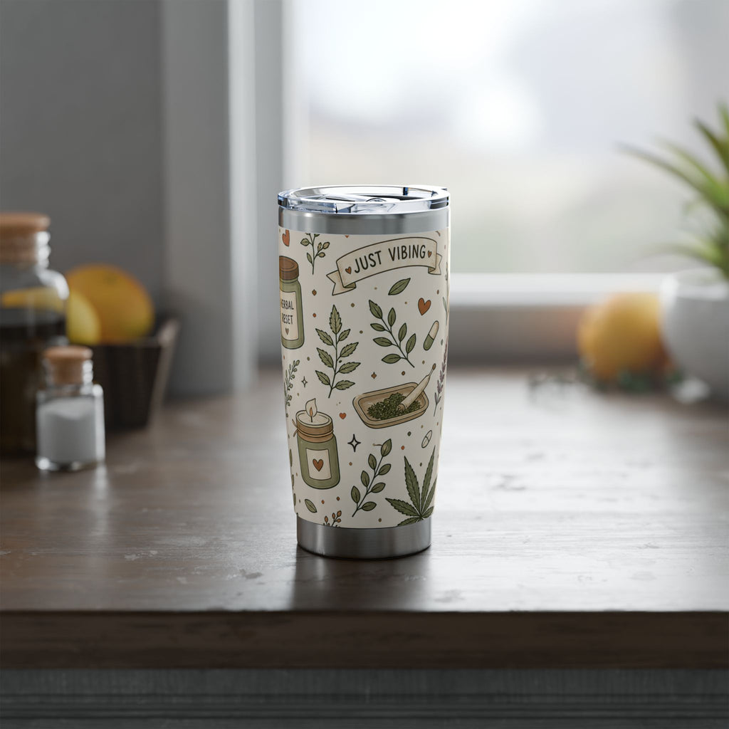 Herbal Reset 20oz Tumbler — Botanical Cannabis Leaf Travel Cup