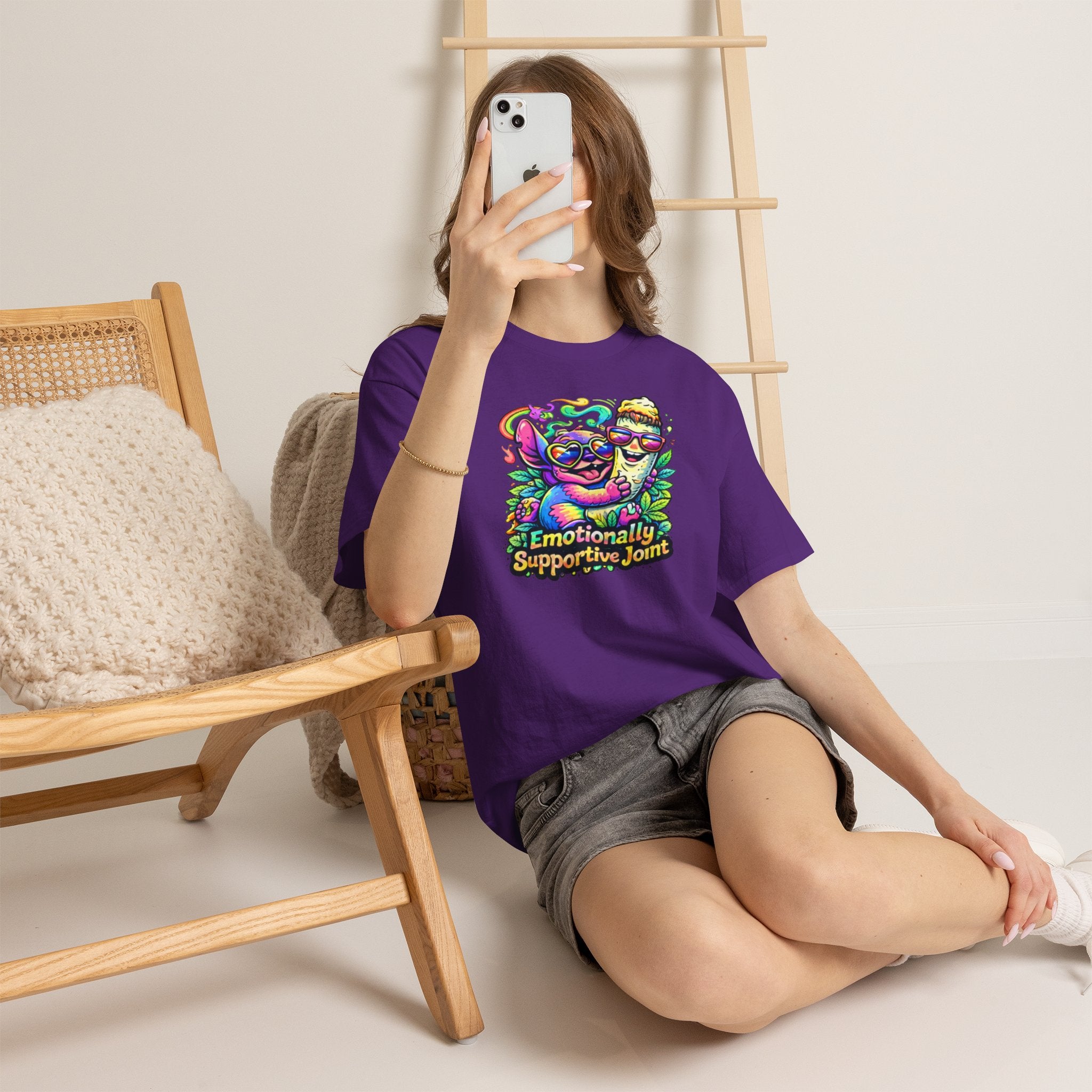 T-Shirt — "Emotionally Supportive Joint" Colorful Sloth & Ice Cream Graphic Tee