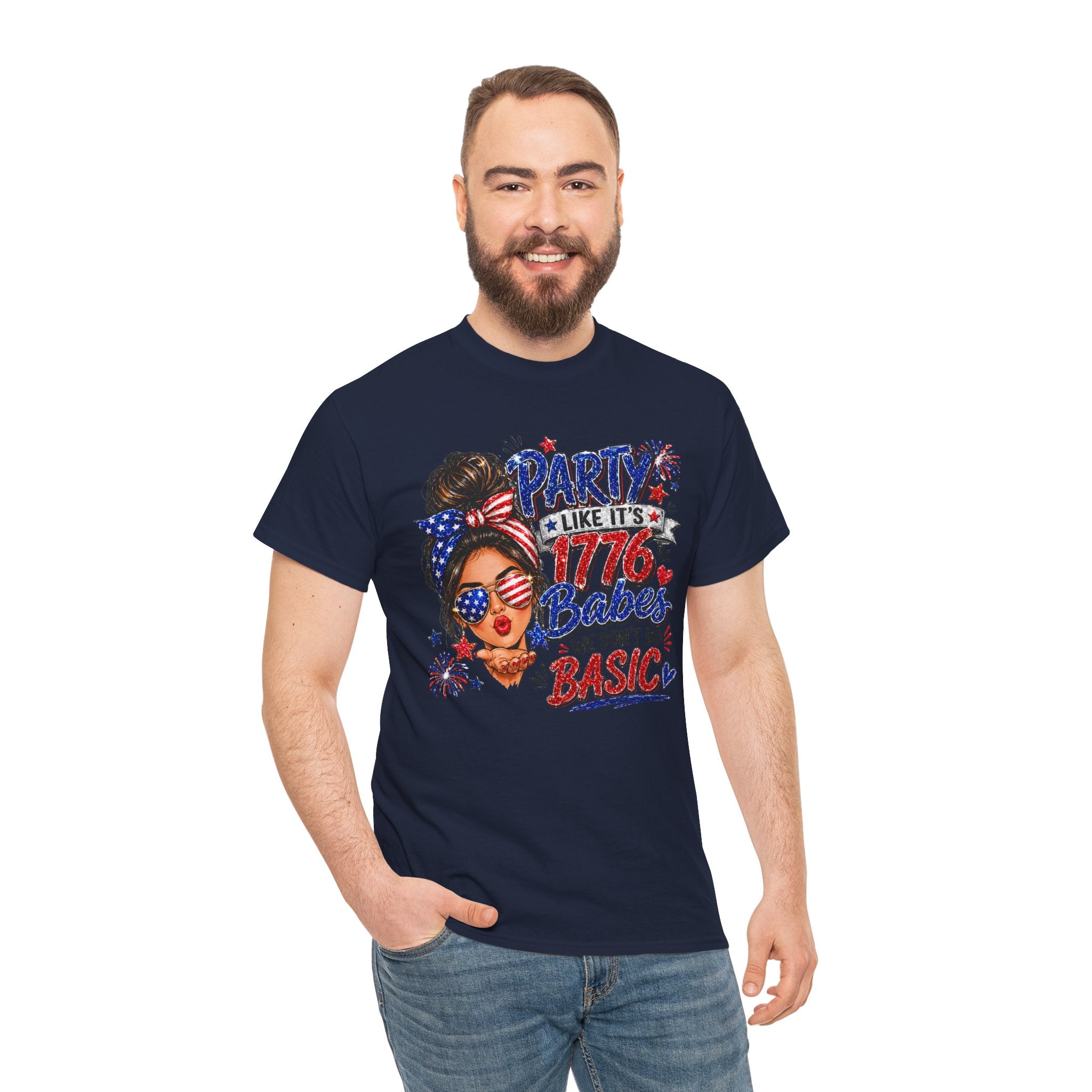 1776 Party Vibes Tee — "Party Like It's 1776 Because We Don't Do Basic" Patriotic T-Shirt