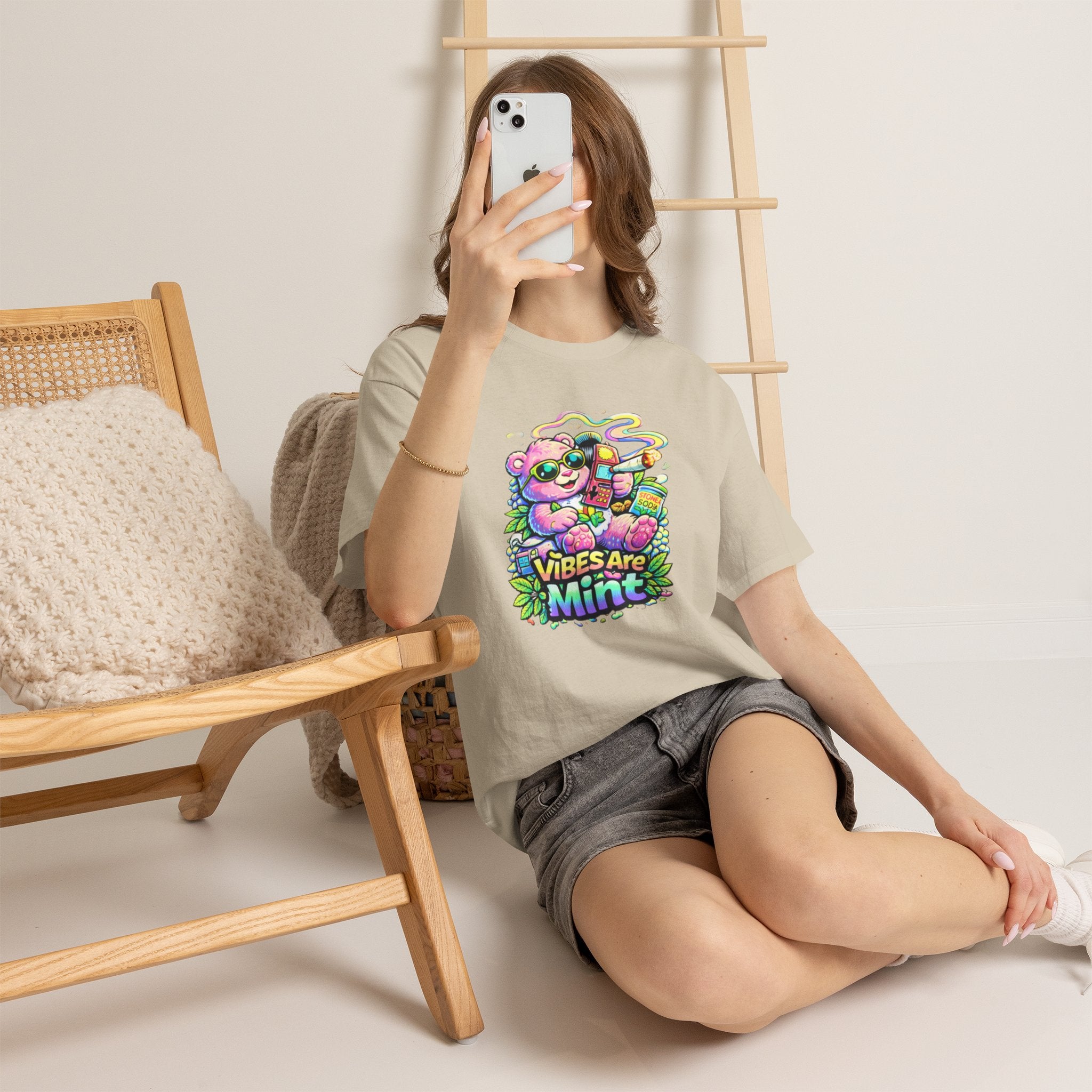Mint Vibes Bear Tee — Cute Retro Cartoon Graphic T-Shirt