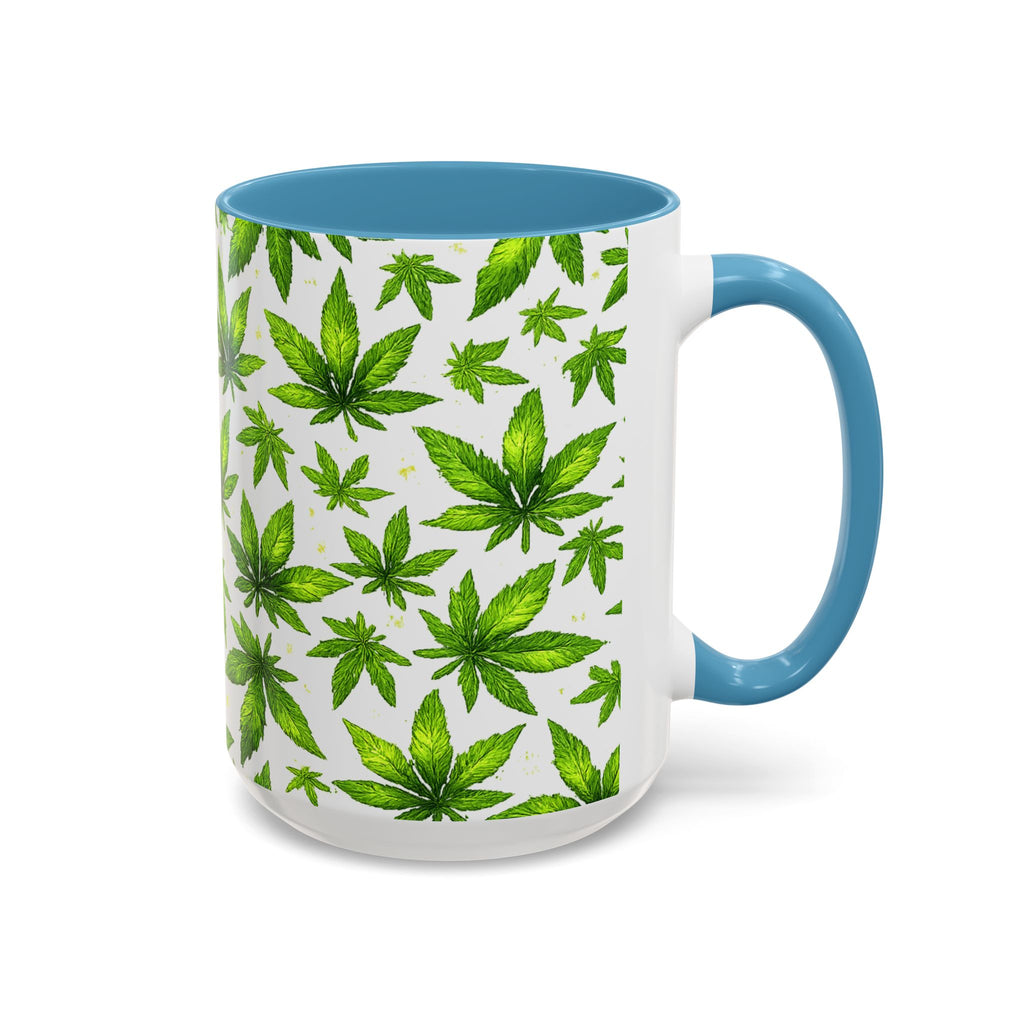 Cannabis Leaf Pattern Accent Coffee Mug – 11/15oz Ceramic