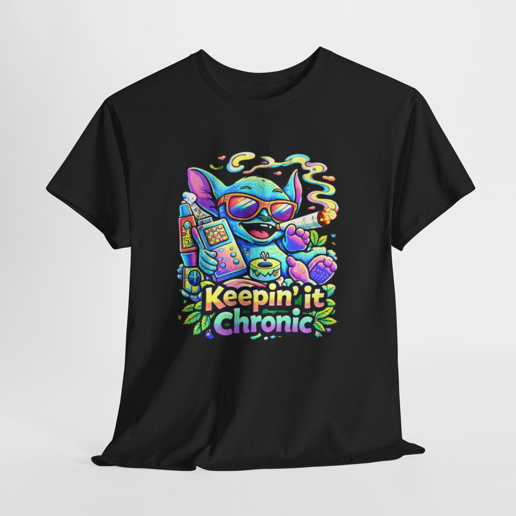 Keepin' It Chronic T-Shirt — Colorful Stoner Cat Graphic Tee