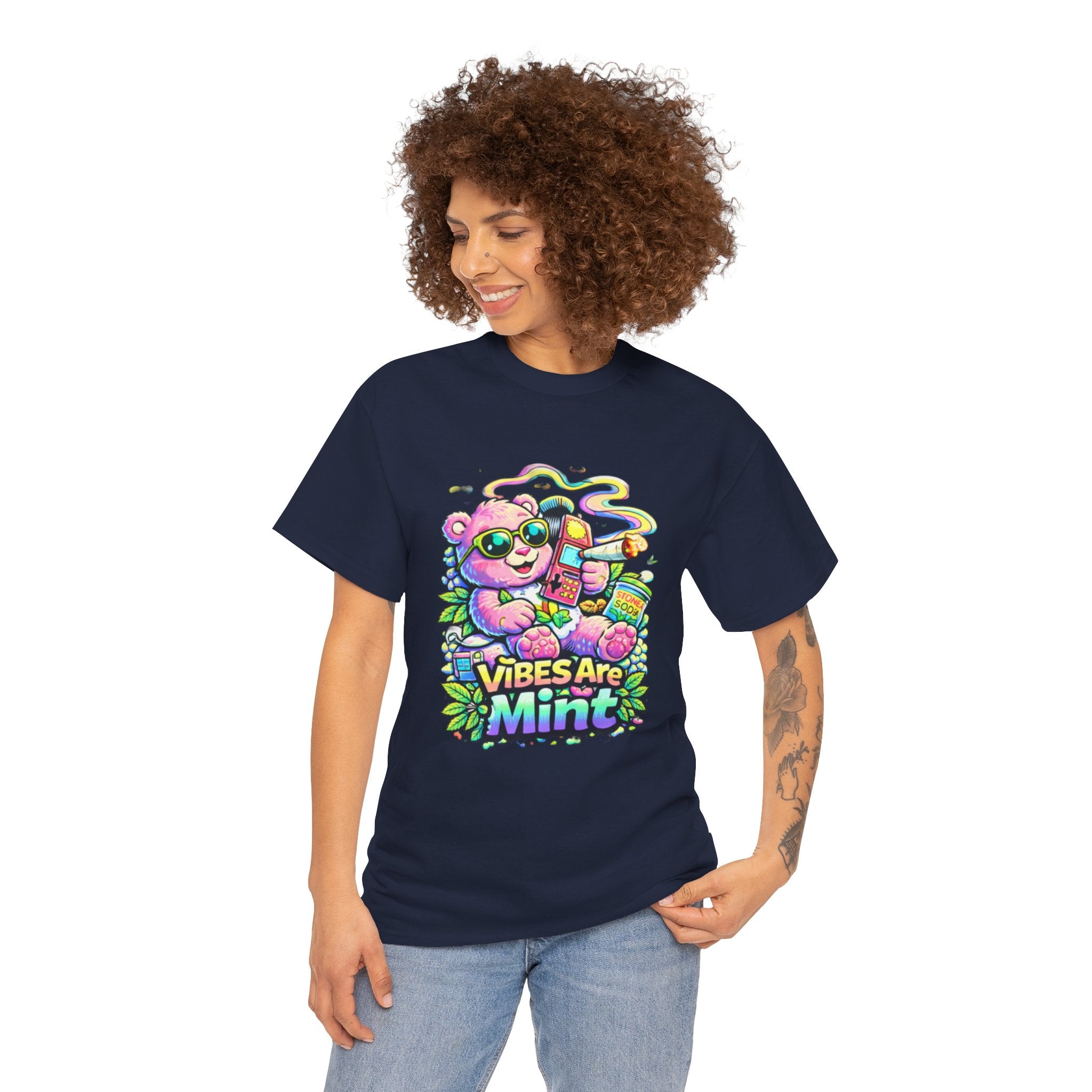 Mint Vibes Bear Tee — Cute Retro Cartoon Graphic T-Shirt