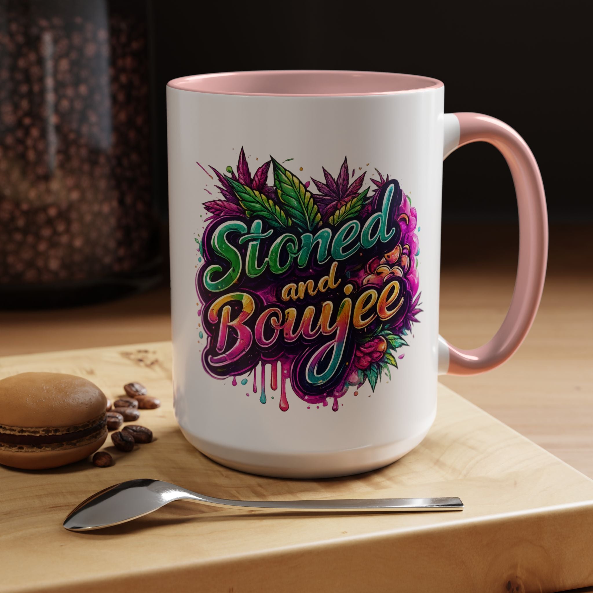 Accent Coffee Mug — "Stoned and Boujee" Colorful Cannabis Art