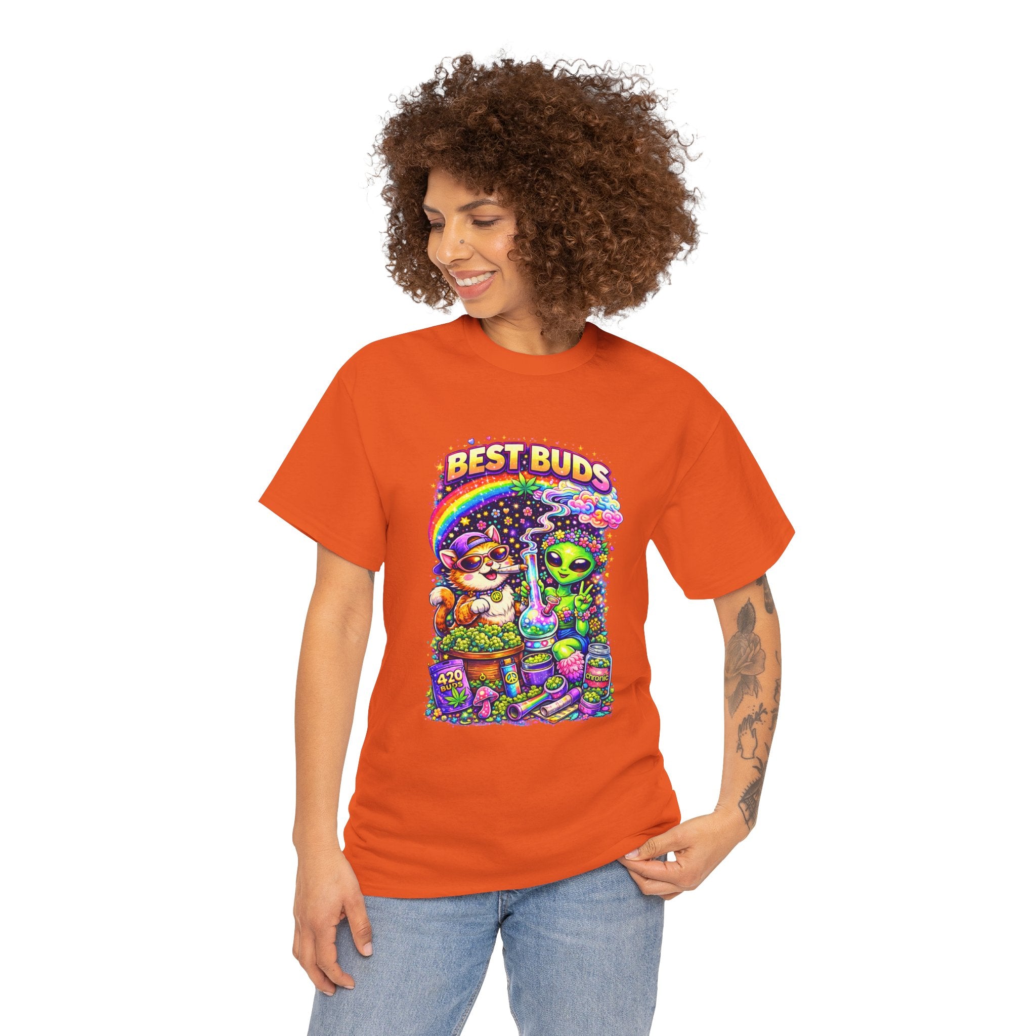 Graphic Tee — "Best Buds" Cute Alien & Mushroom Friends T-Shirt