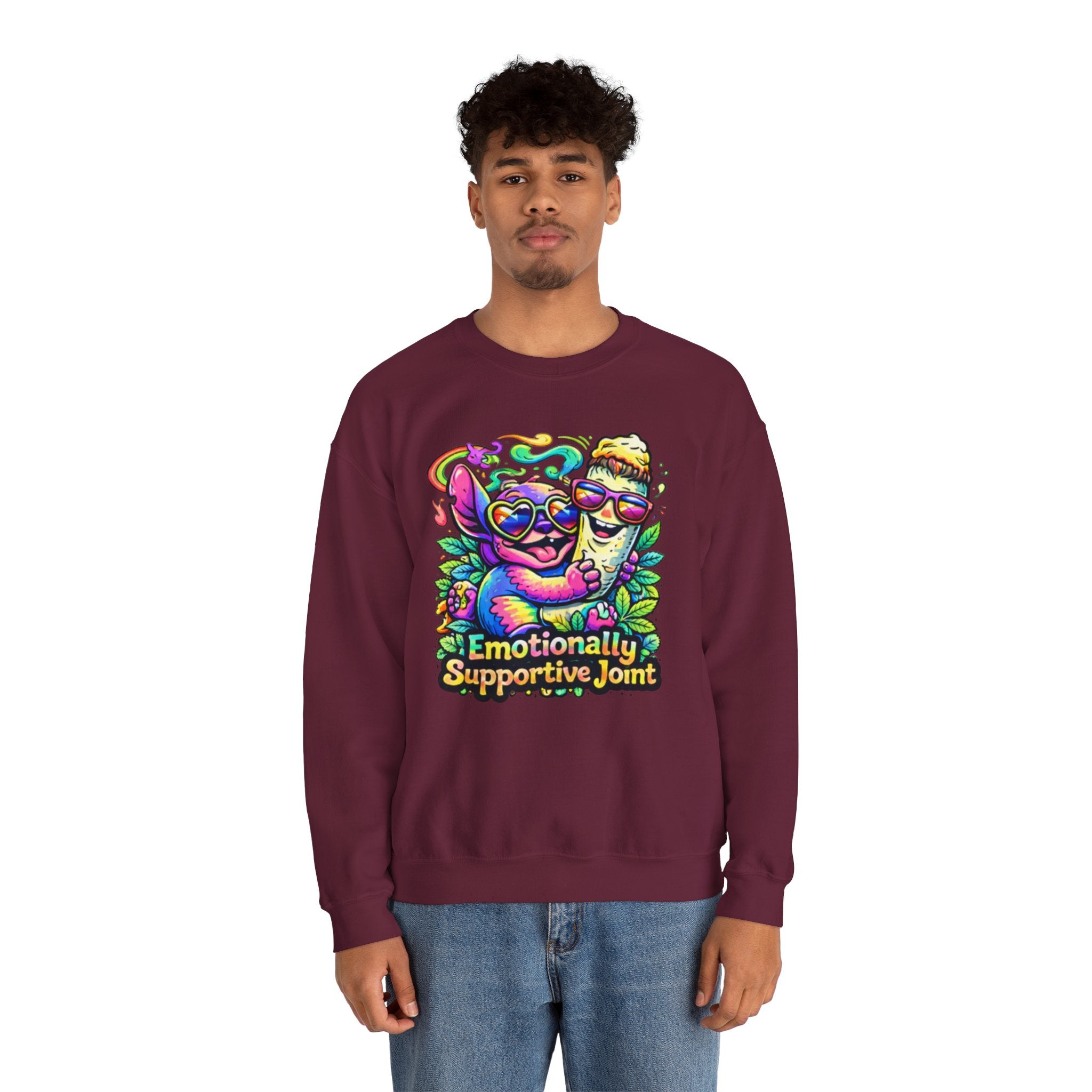 Emotionally Supportive Joint Sweatshirt — Cute Sloth & Joint Hug Graphic