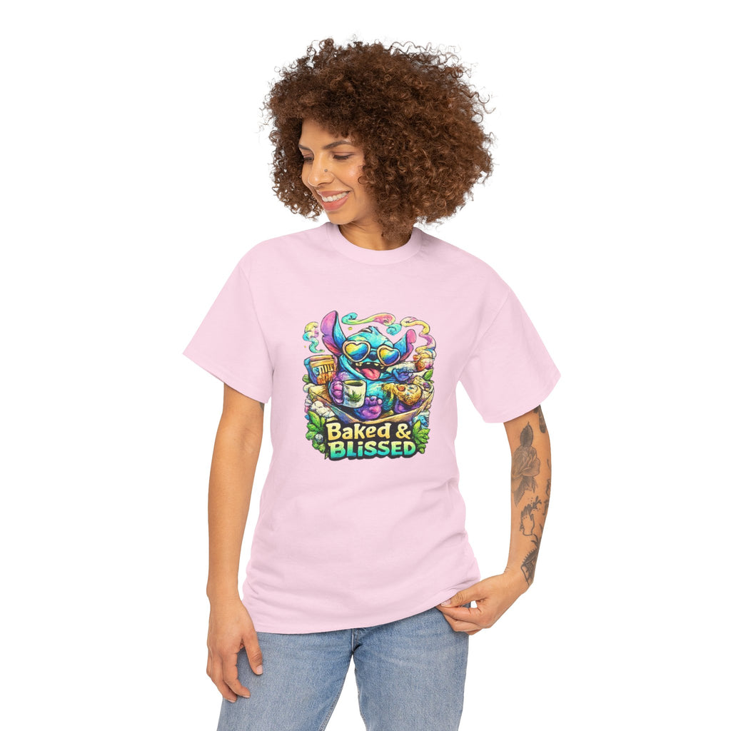 T-Shirt — Colorful 'Baked & Blissed' Cartoon Dessert Graphic Tee