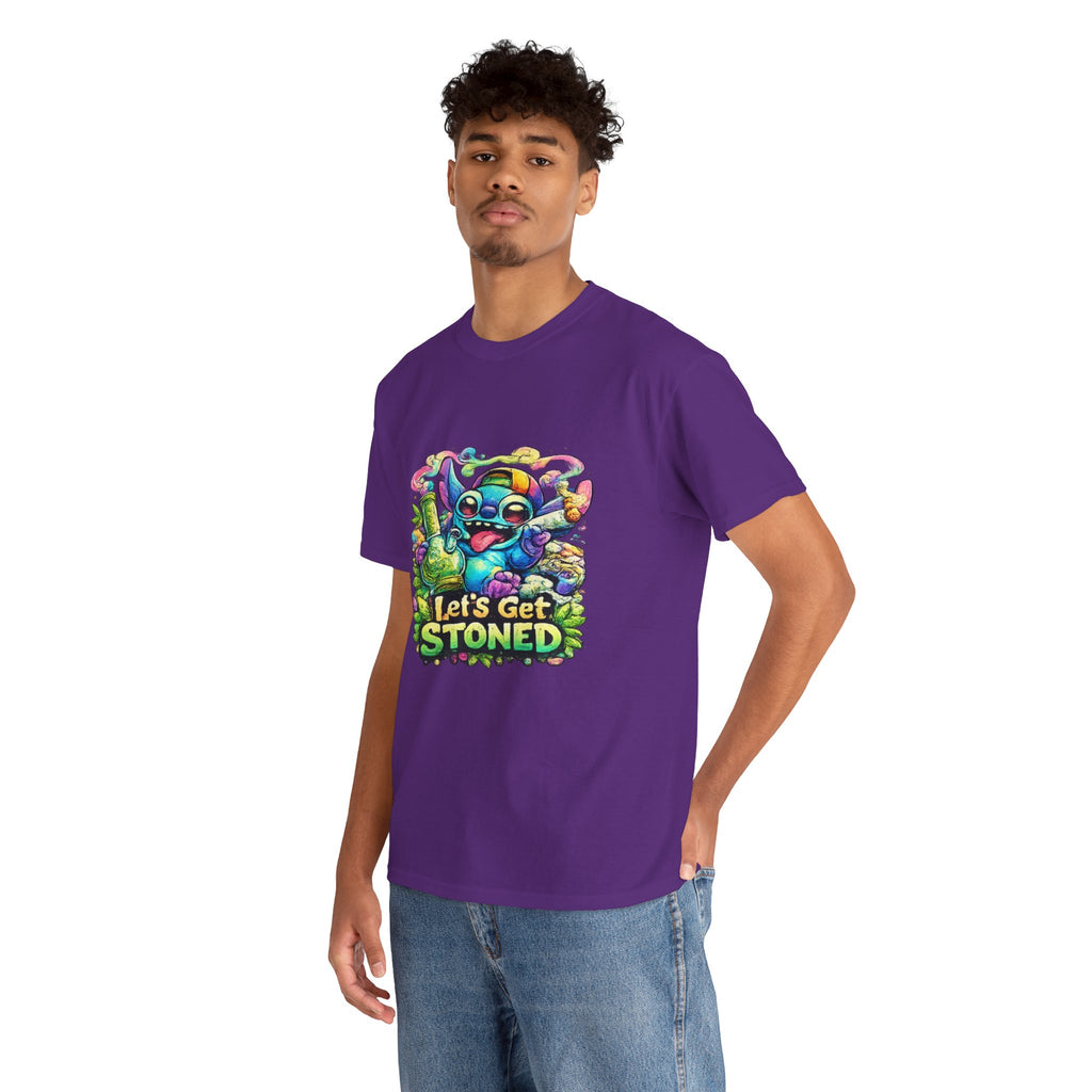 Let's Get Stoned T-Shirt — Colorful Trippy Alien Cannabis Tee