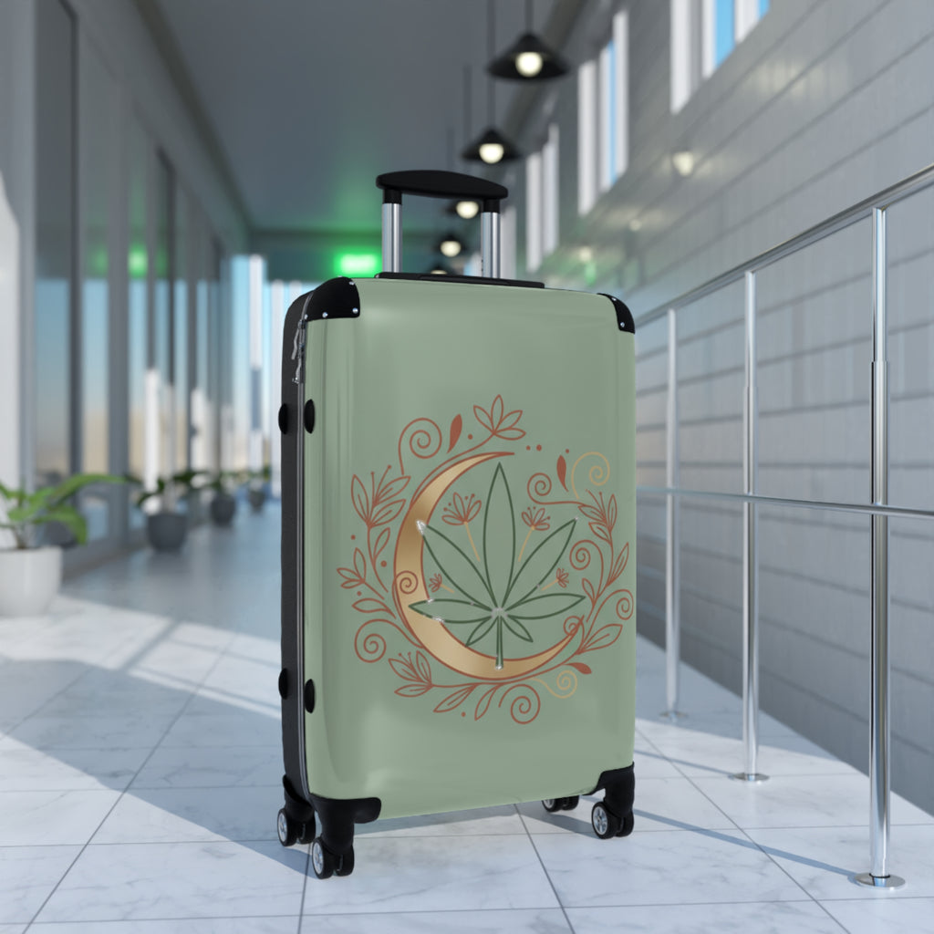 Moon & Leaf Carry-On Suitcase — Botanical Crescent Travel Luggage