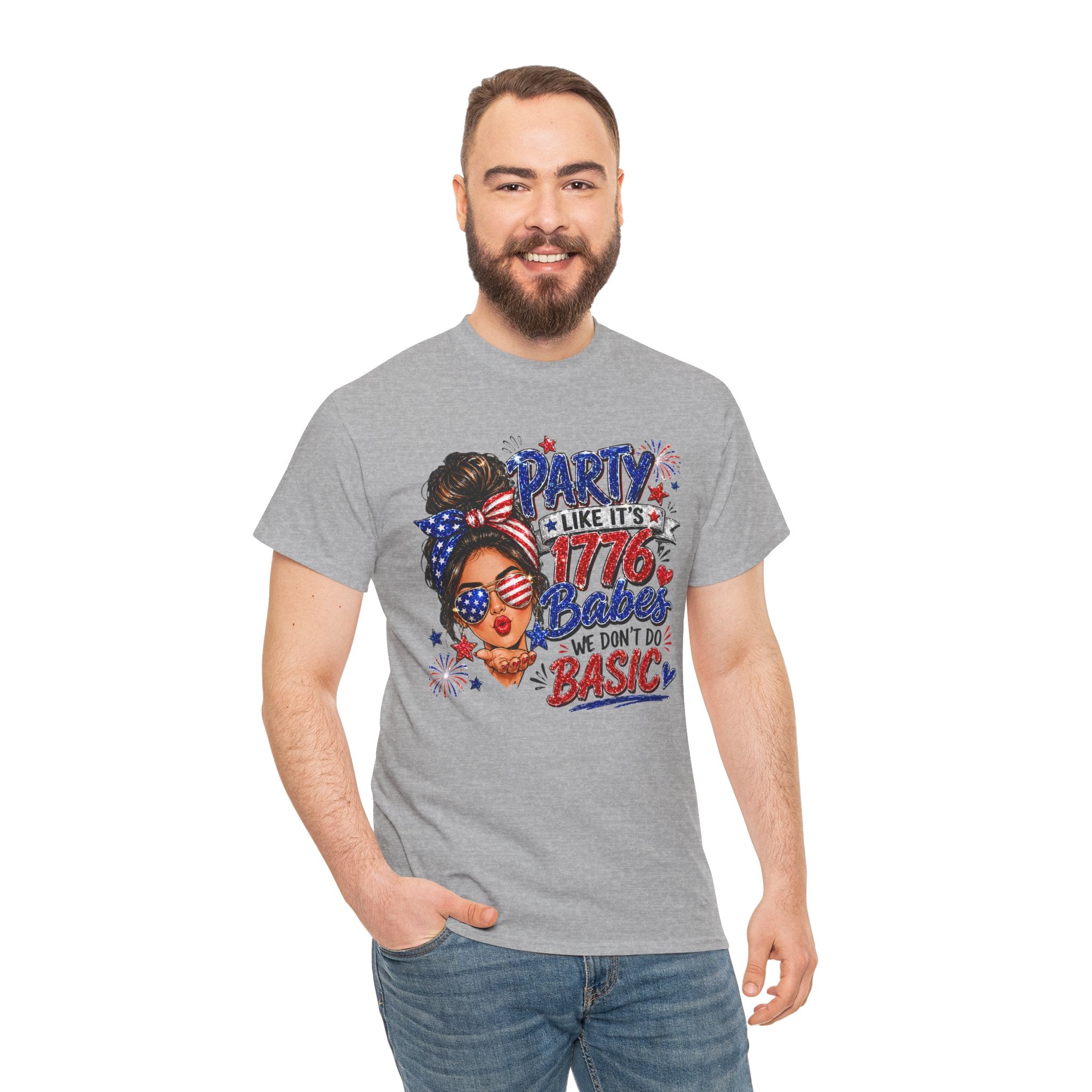 1776 Party Vibes Tee — "Party Like It's 1776 Because We Don't Do Basic" Patriotic T-Shirt
