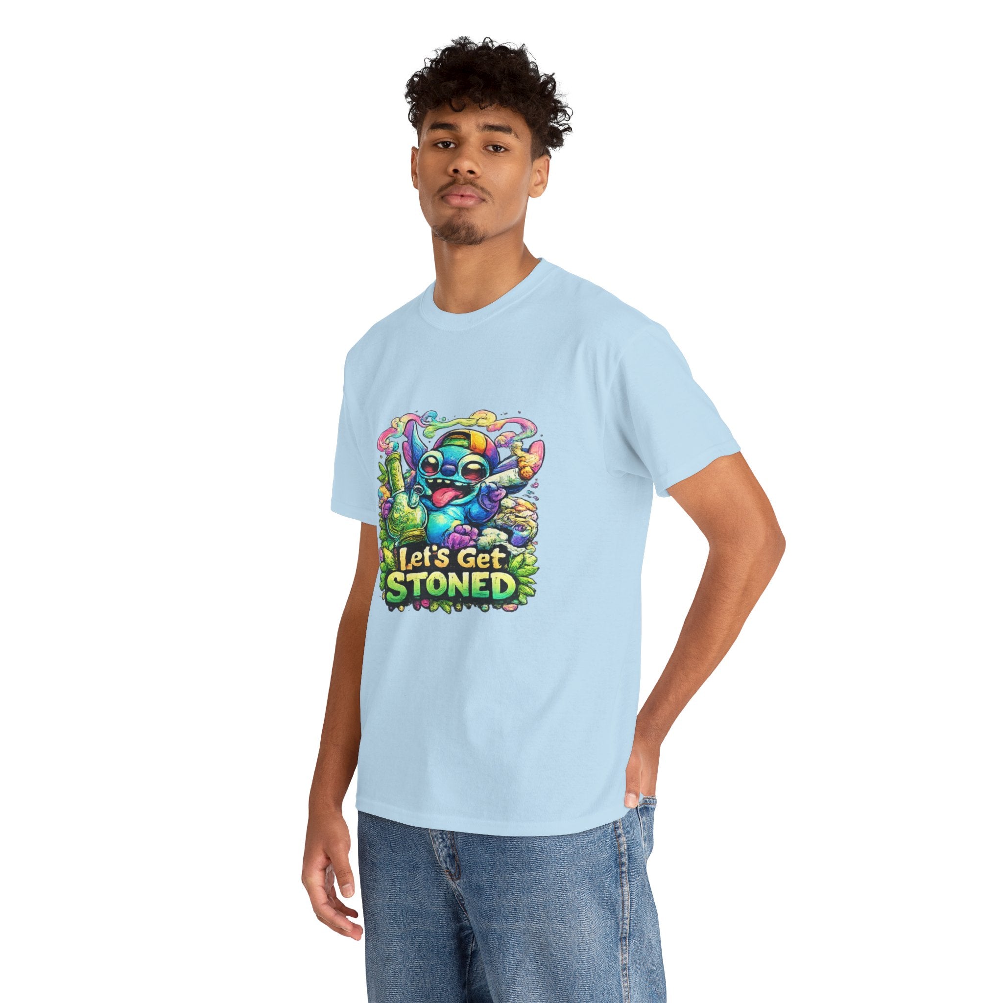 Let's Get Stoned T-Shirt — Colorful Trippy Alien Cannabis Tee