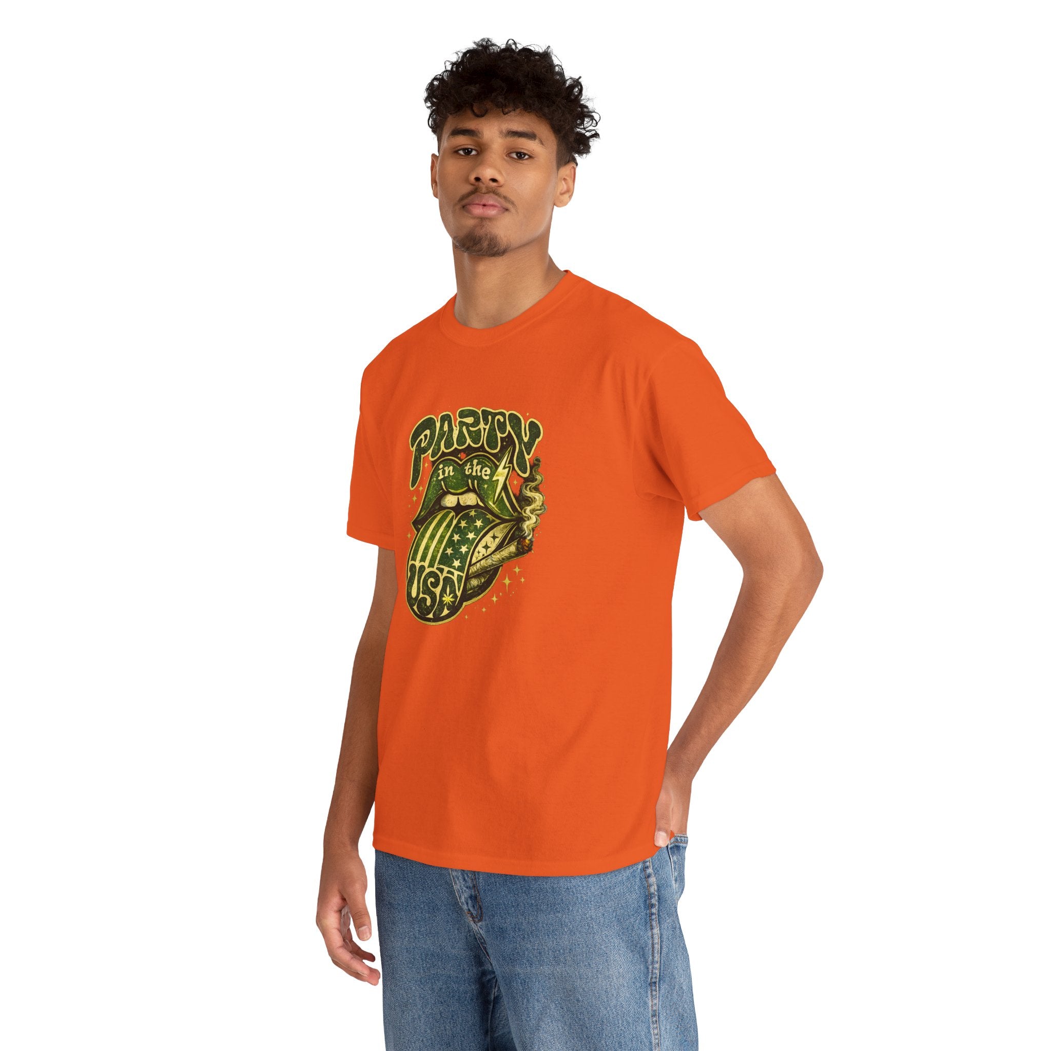 Party in the USA Graphic T-Shirt – Retro Rolling Tongue Design