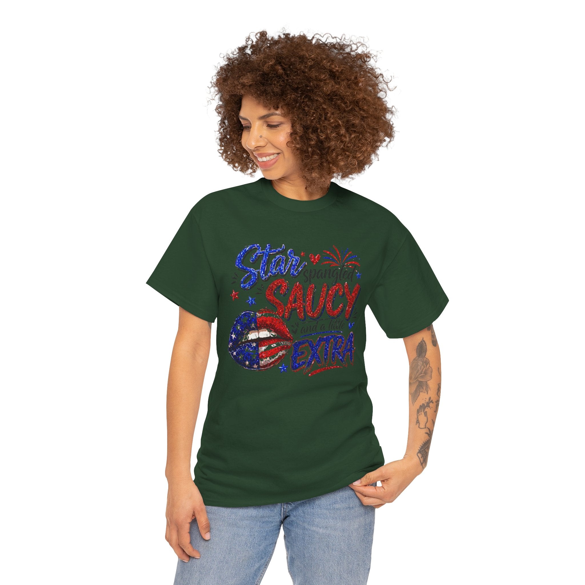 Patriotic “Star-Spangled Saucy & a Little Extra” Tee