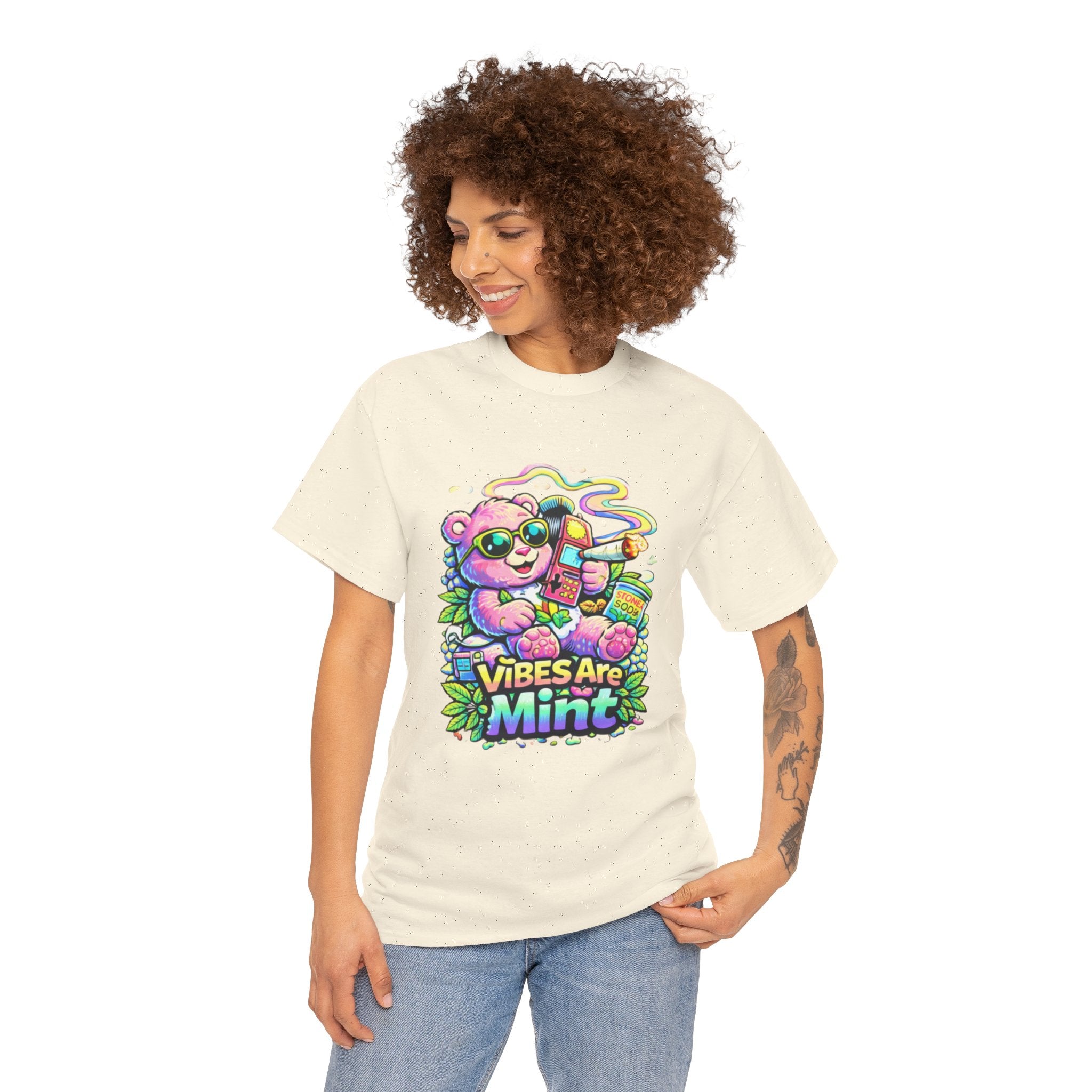 Mint Vibes Bear Tee — Cute Retro Cartoon Graphic T-Shirt