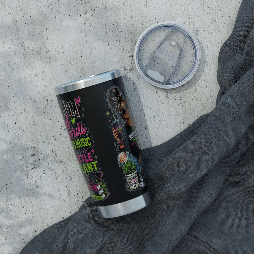 Mom Life 20oz Tumbler – 'Mom with Coffee, Plants & Music' Insulated Travel Cup