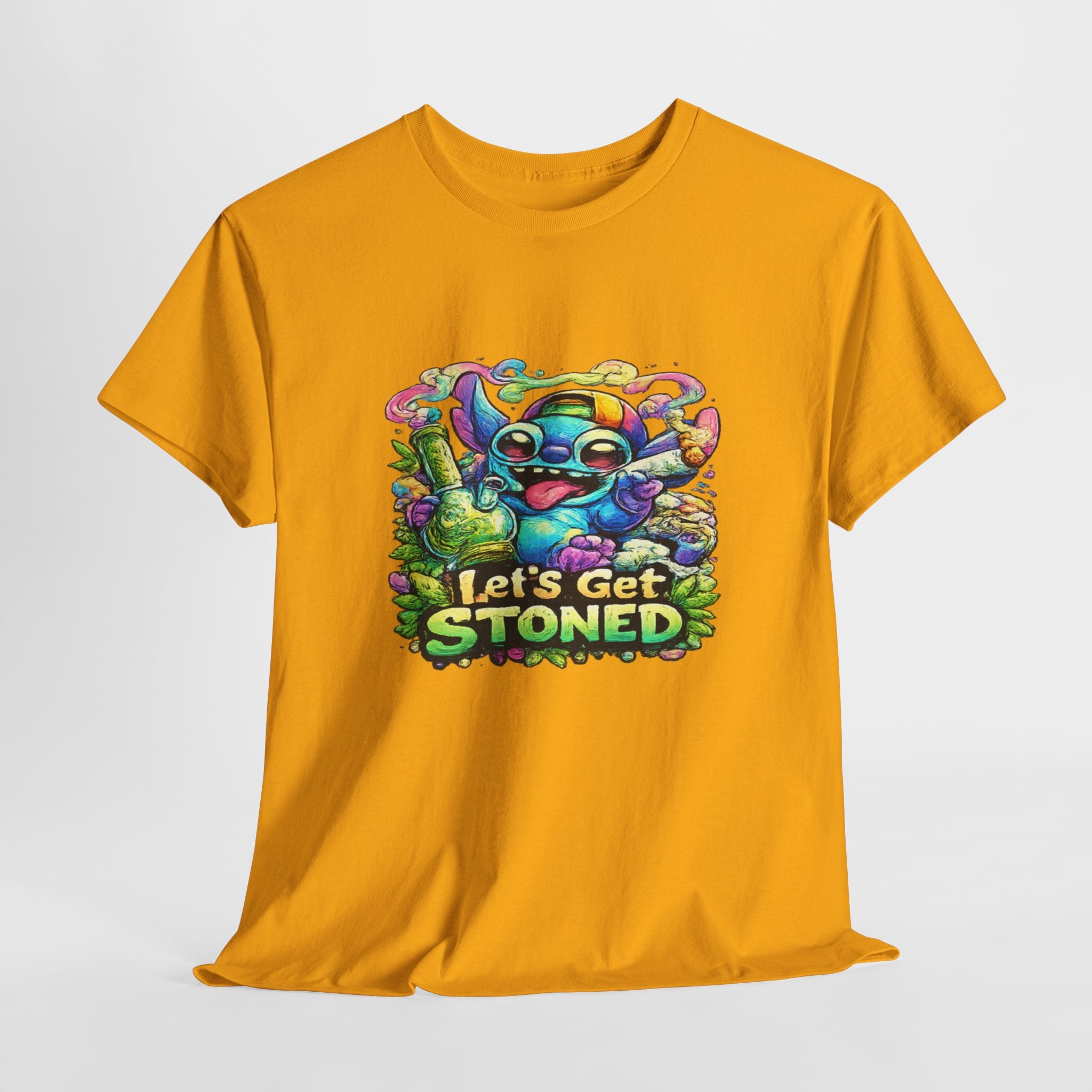 Let's Get Stoned T-Shirt — Colorful Trippy Alien Cannabis Tee