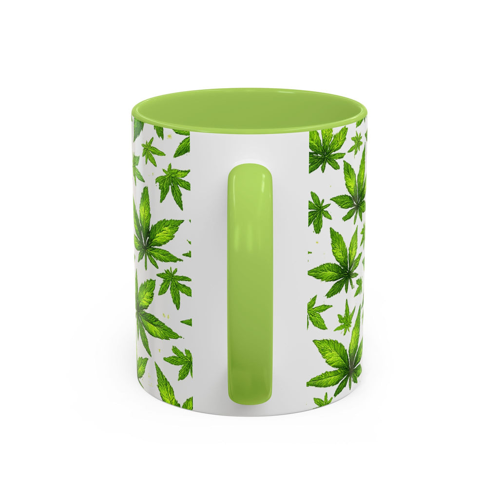 Cannabis Leaf Pattern Accent Coffee Mug – 11/15oz Ceramic
