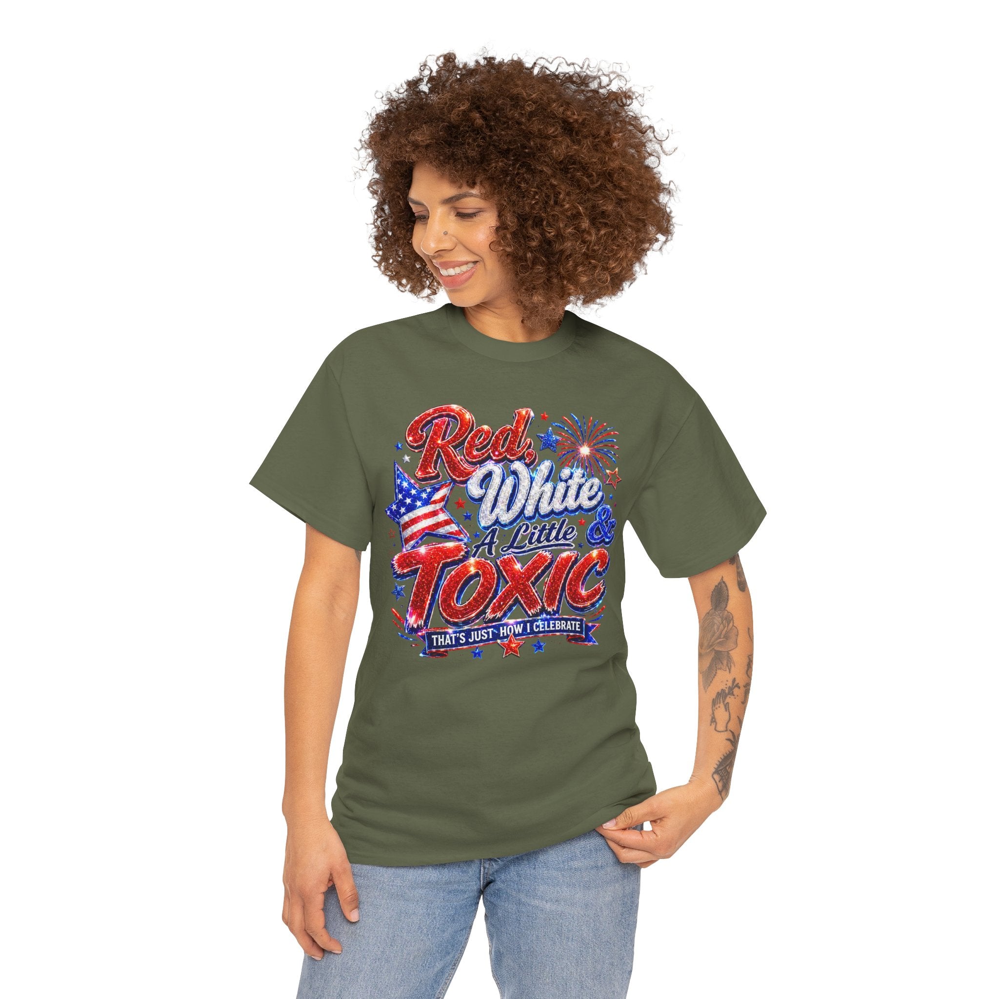 Red White & A Little Toxic Tee — Patriotic 4th of July Graphic T-Shirt