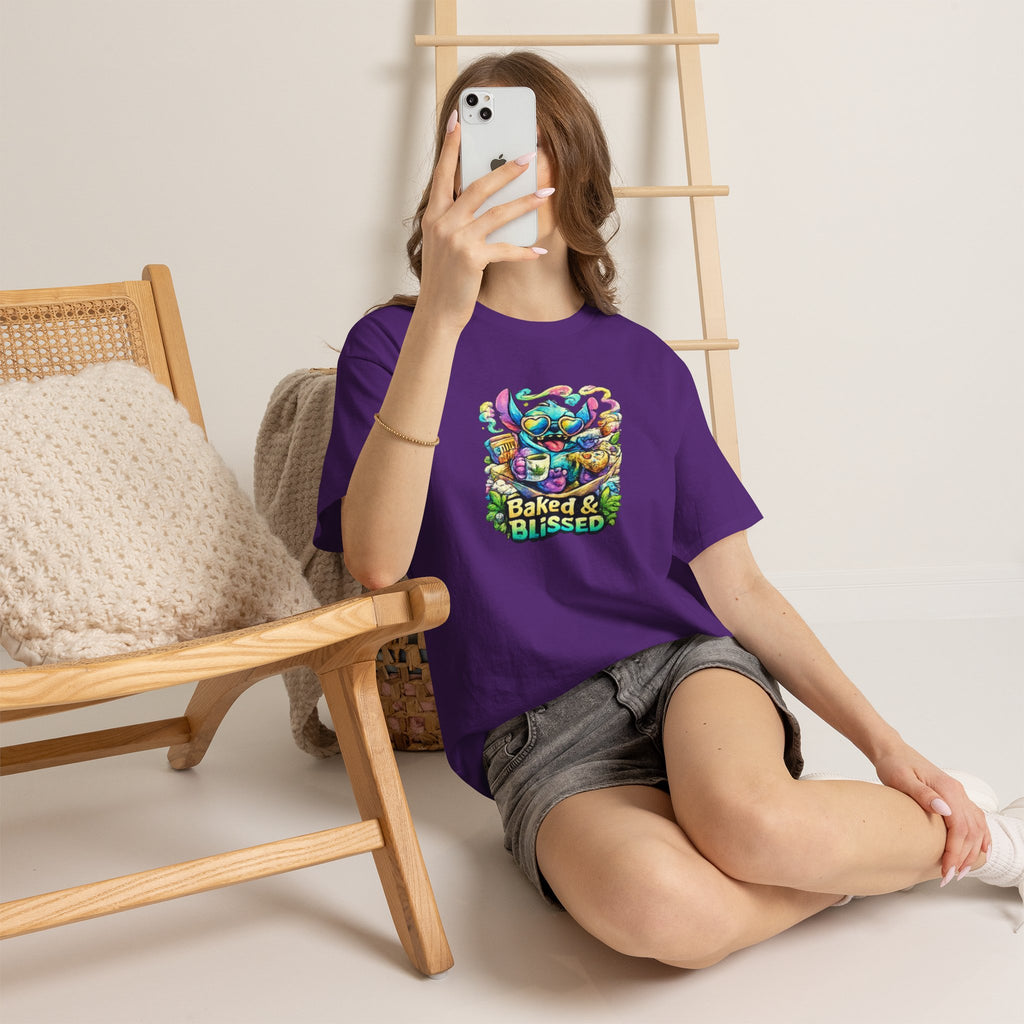 T-Shirt — Colorful 'Baked & Blissed' Cartoon Dessert Graphic Tee