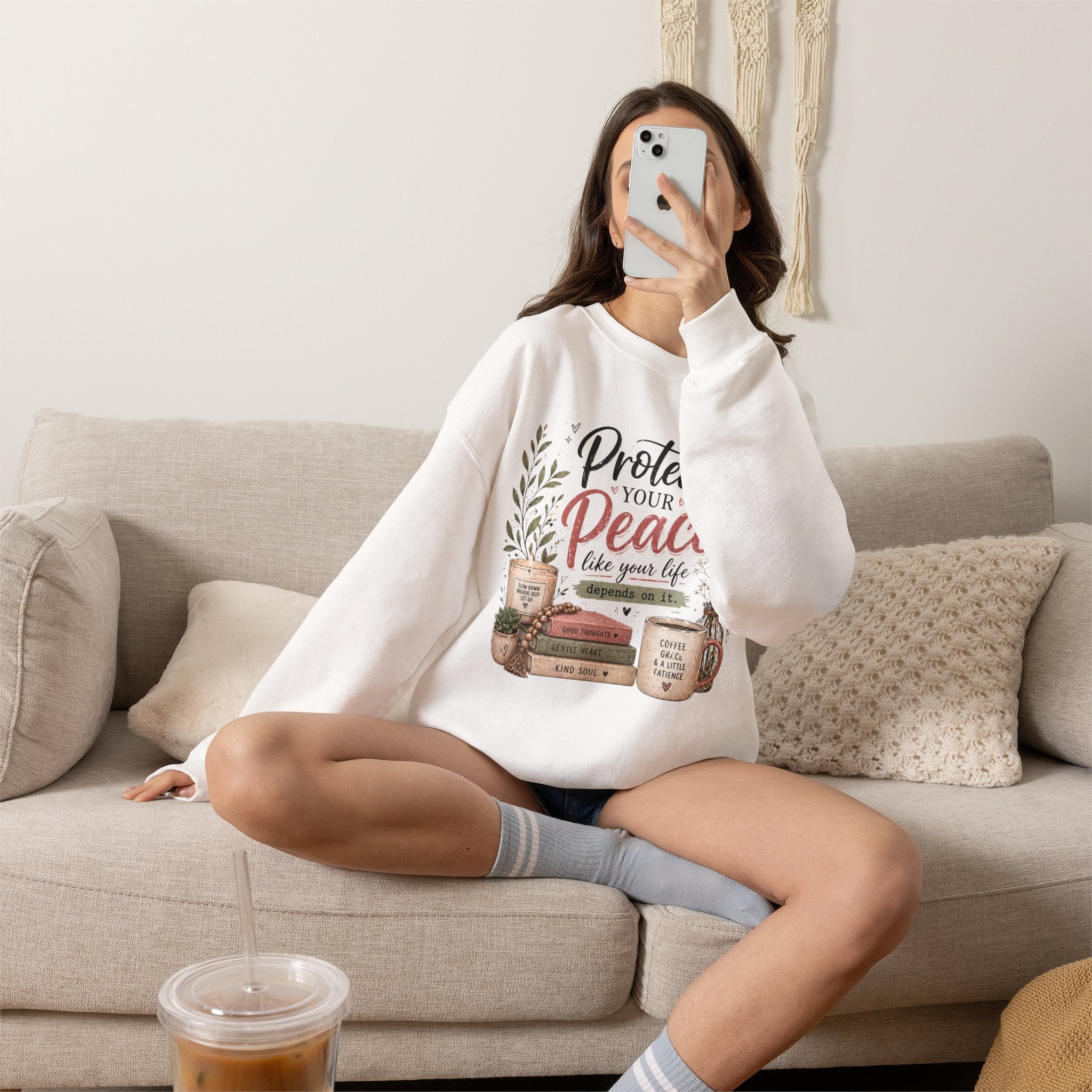 Protect Your Peace Crewneck Sweatshirt – Cozy Inspirational Quote Design