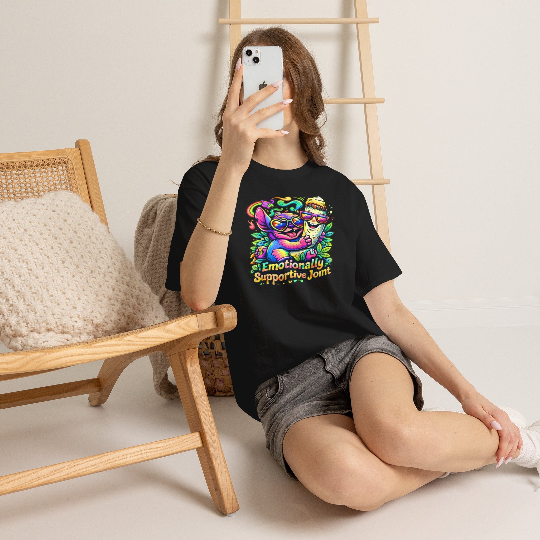T-Shirt — "Emotionally Supportive Joint" Colorful Sloth & Ice Cream Graphic Tee