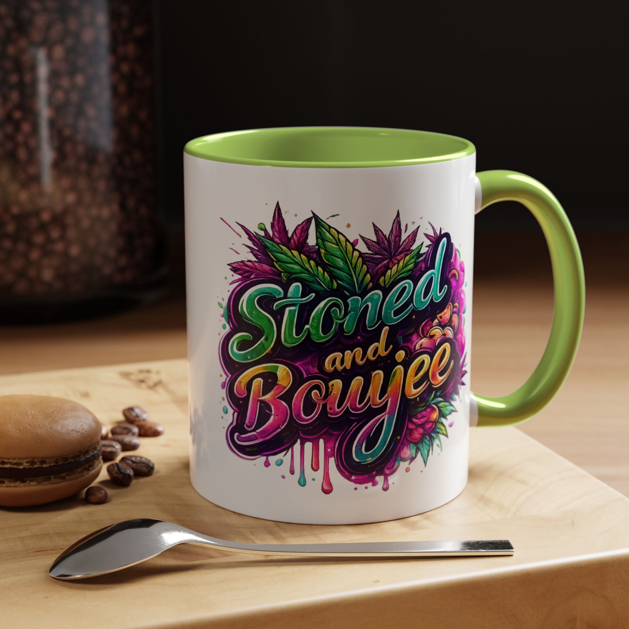 Accent Coffee Mug — "Stoned and Boujee" Colorful Cannabis Art