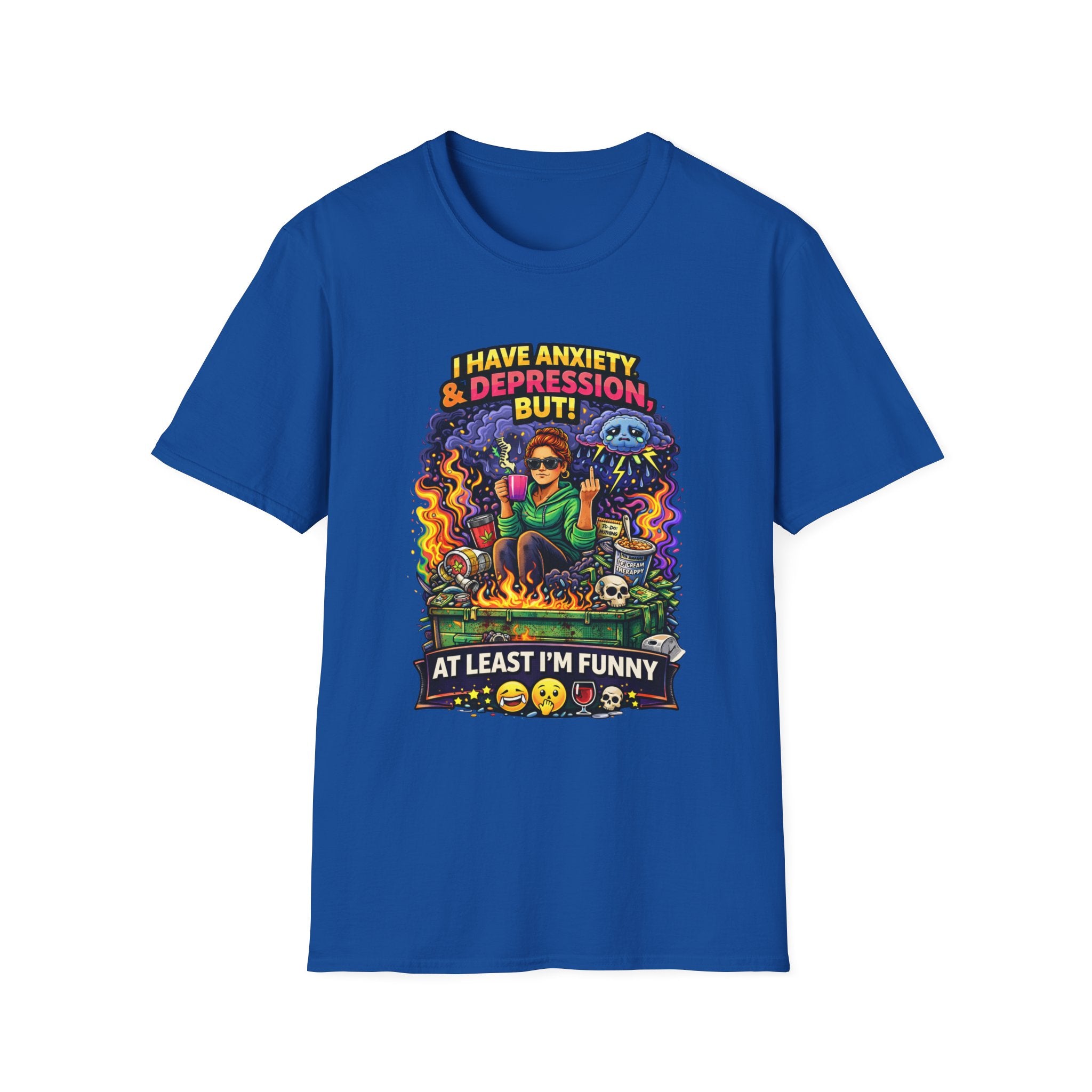 Funny Anxiety & Depression T‑Shirt — “I Have Anxiety & Depression But At Least I’m Funny” Graphic Tee