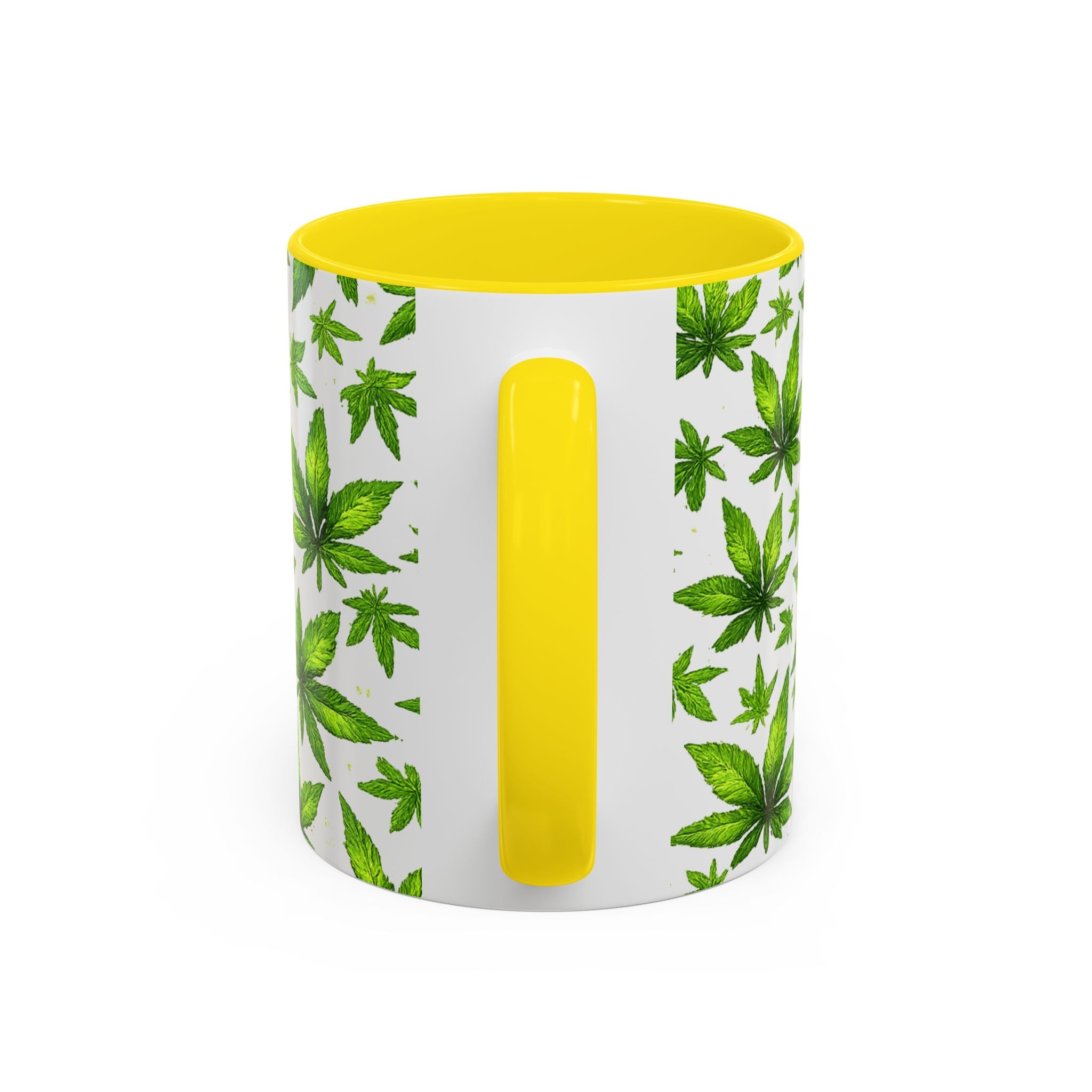 Cannabis Leaf Pattern Accent Coffee Mug – 11/15oz Ceramic