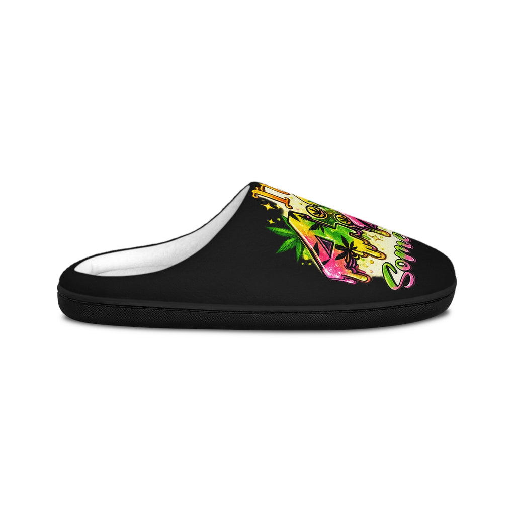 "It's Somewhere" Colorful Retro Tropical Indoor House Slippers